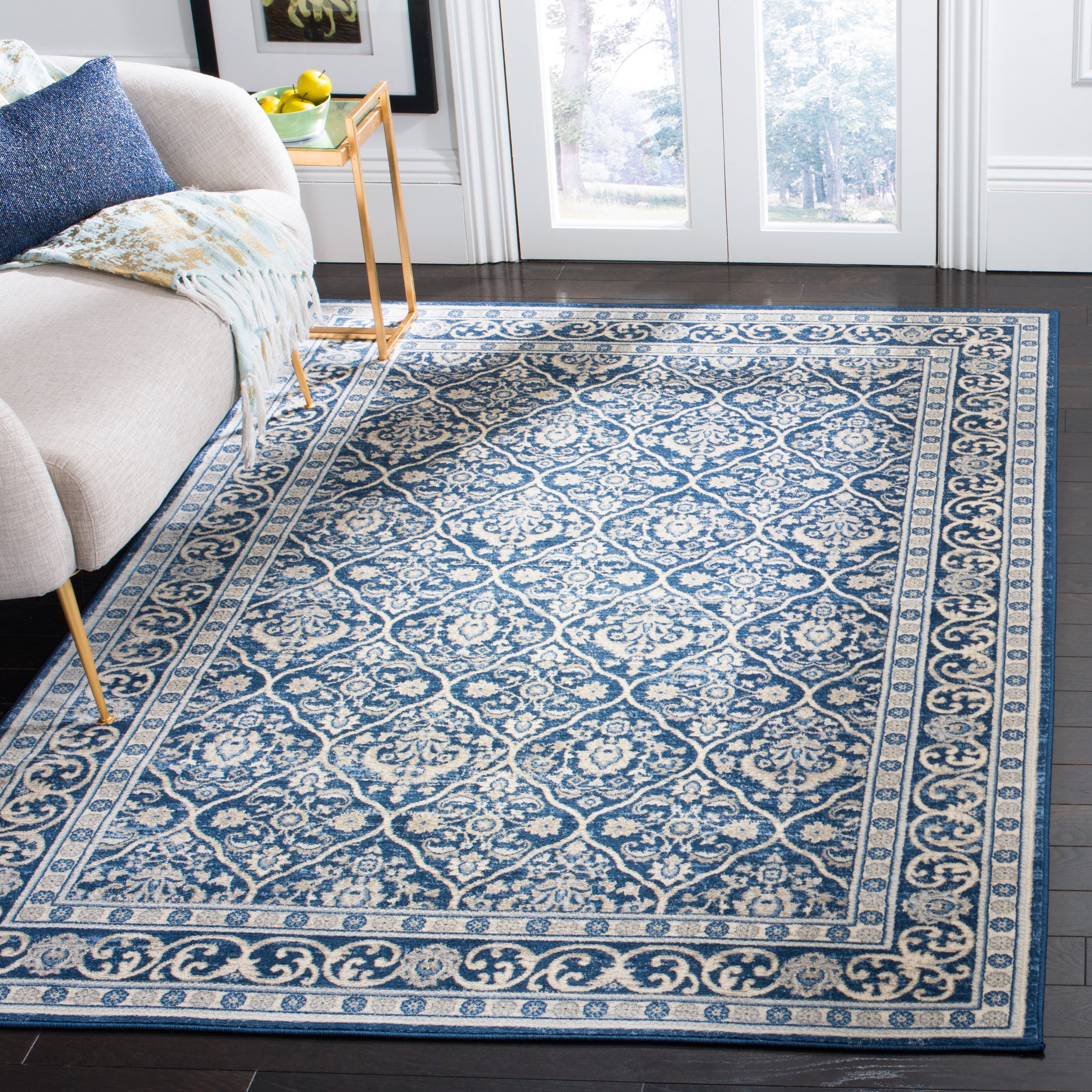 Safavieh BNT870M-24 Brentwood Darcia 2 x 4 (ft) Loomed Polypropylene Navy/Light Gray Rectangular Indoor Distressed/Overdyed Vintage Runner rug