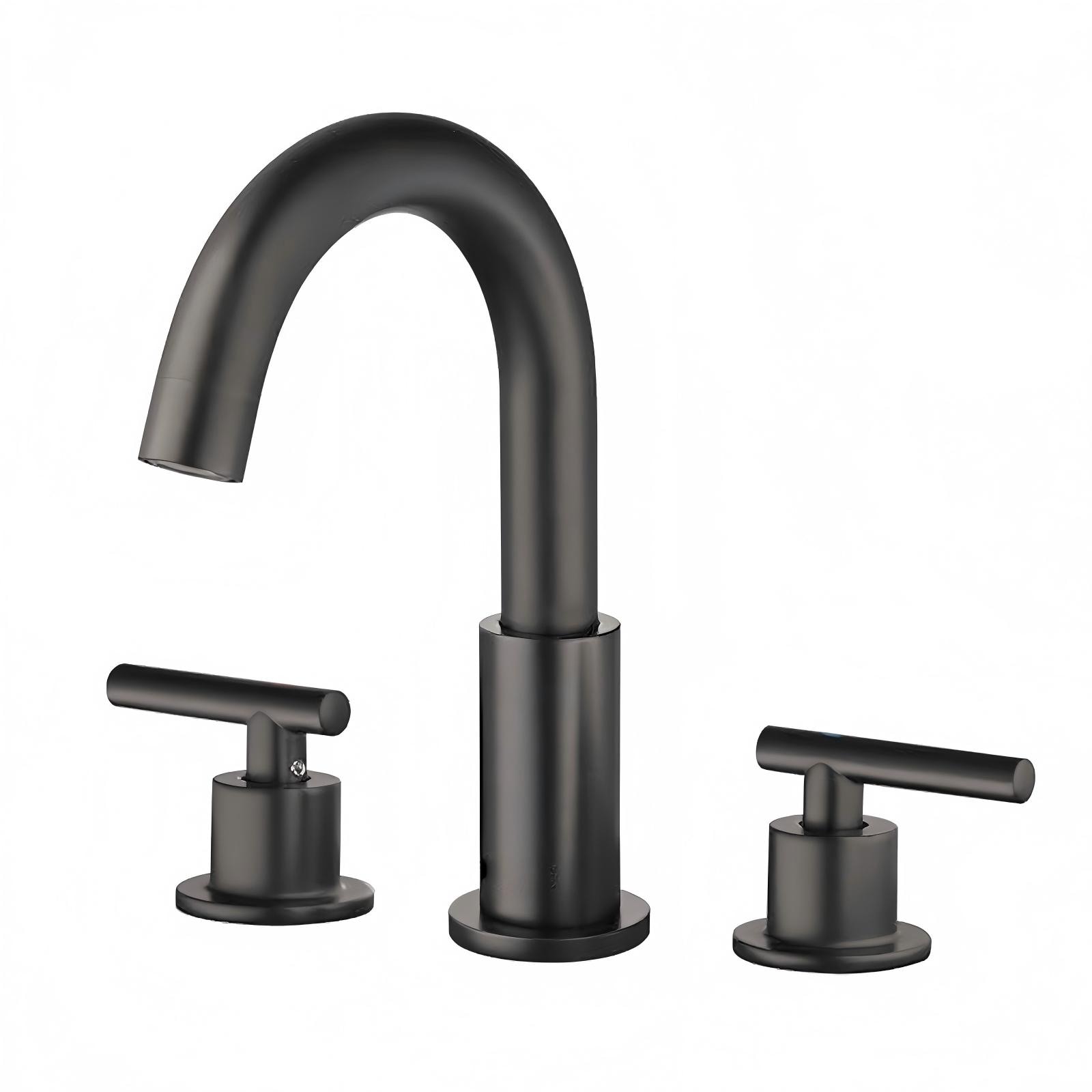 BYH - Legato Matte Black Widespread 2-handle Swivel Bathroom Sink Faucet with Drain