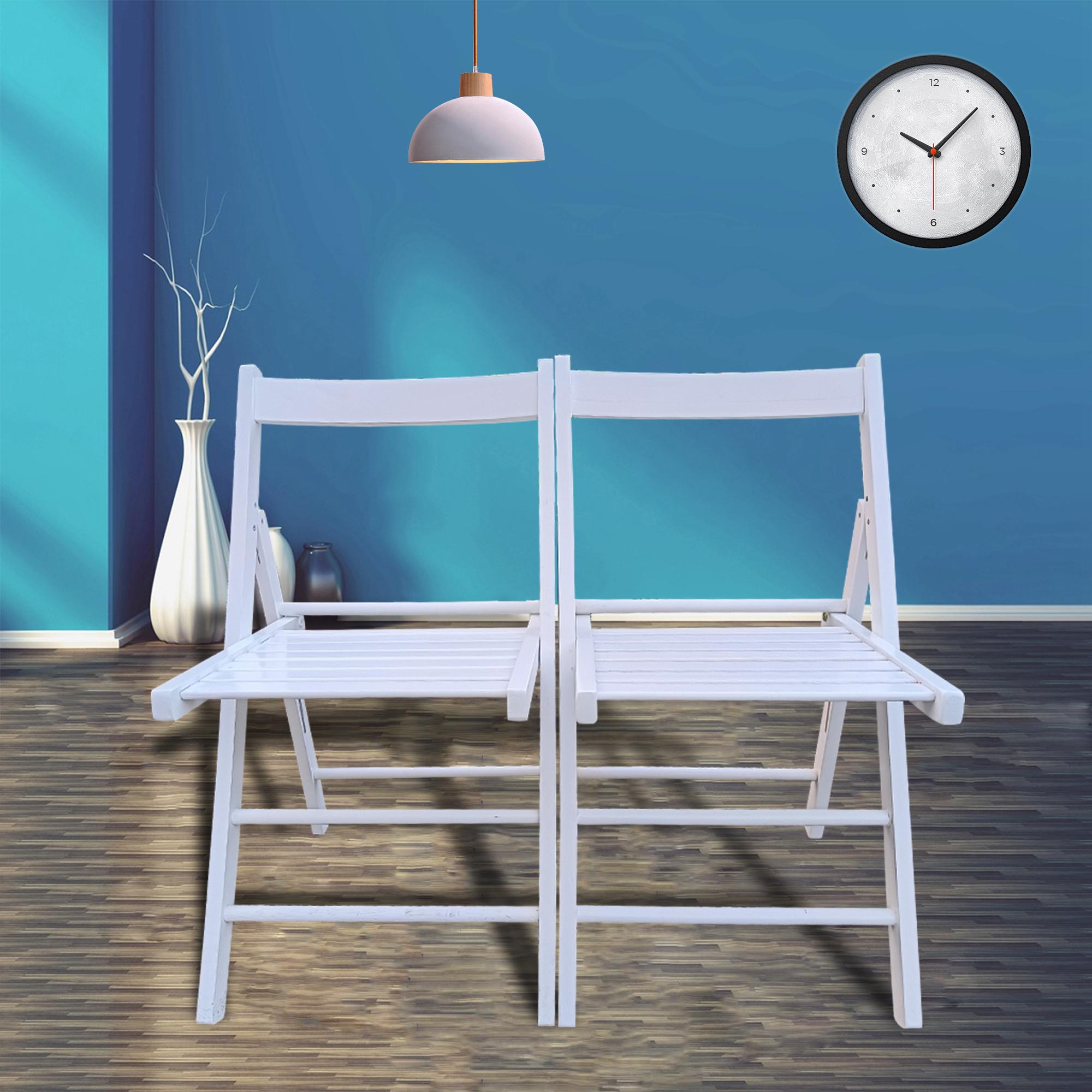 Bayfeve BF-3508LH Folding Porch Chair Set of 2 Stationary Conversation Chair with Slat Seat