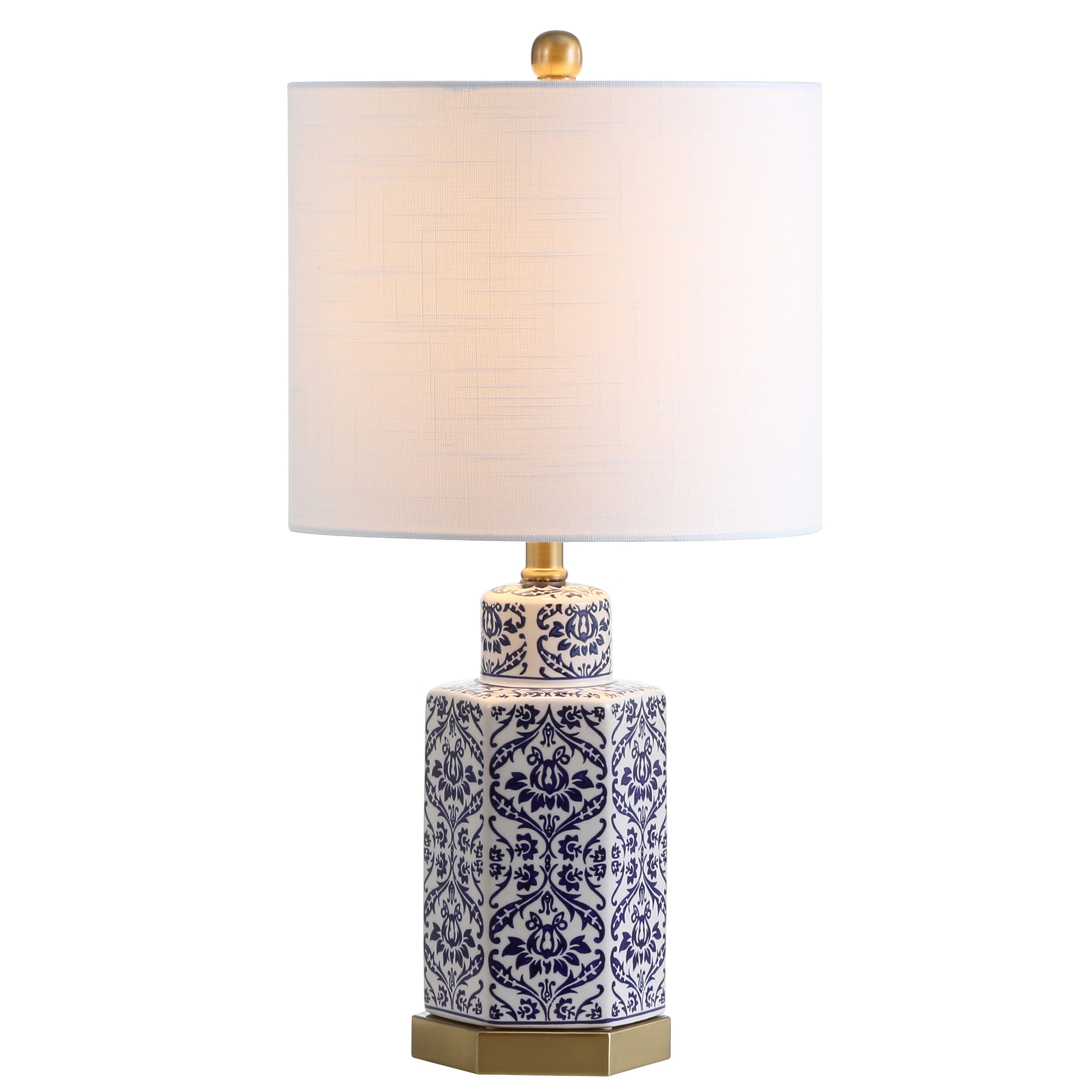 Diana Blue and White Ceramic Ginger Jar Table Lamp with Linen Shade