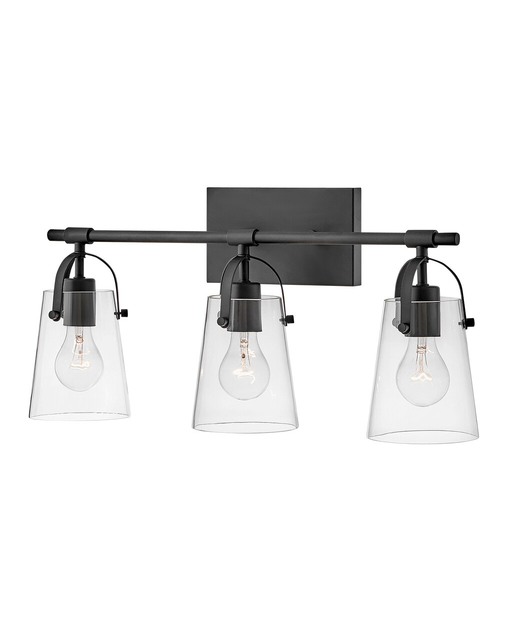 Foster Black and Clear Glass 3-Light Vanity Fixture