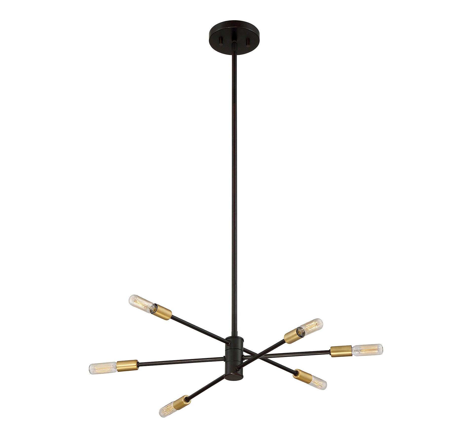 Elegant Bronze & Brass 6-Light Adjustable Chandelier