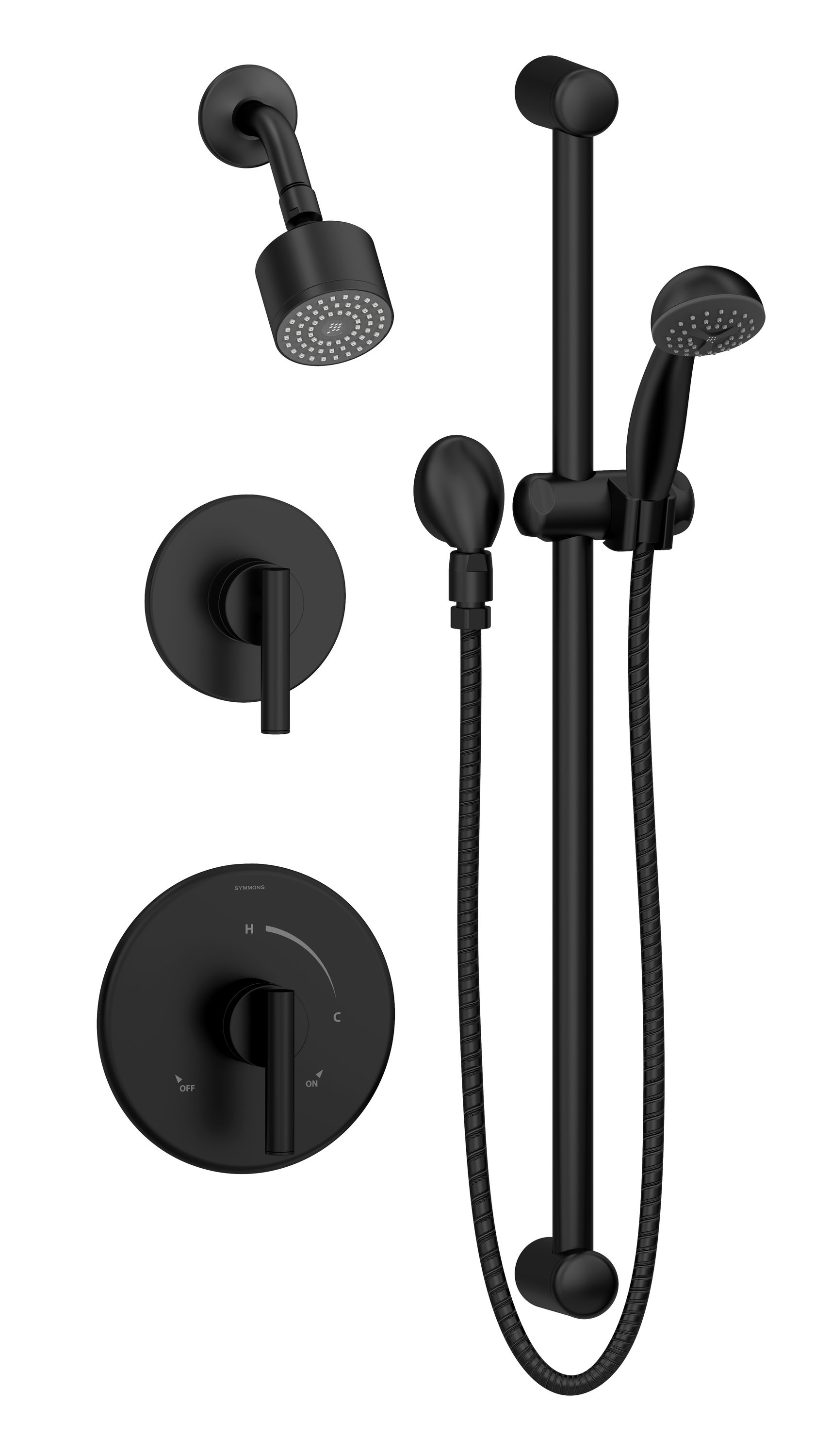 Symmons 3505H321VCYLBMB1.5TR Dia Matte Black 2-handle Single function 3-Inches Round Shower Faucet