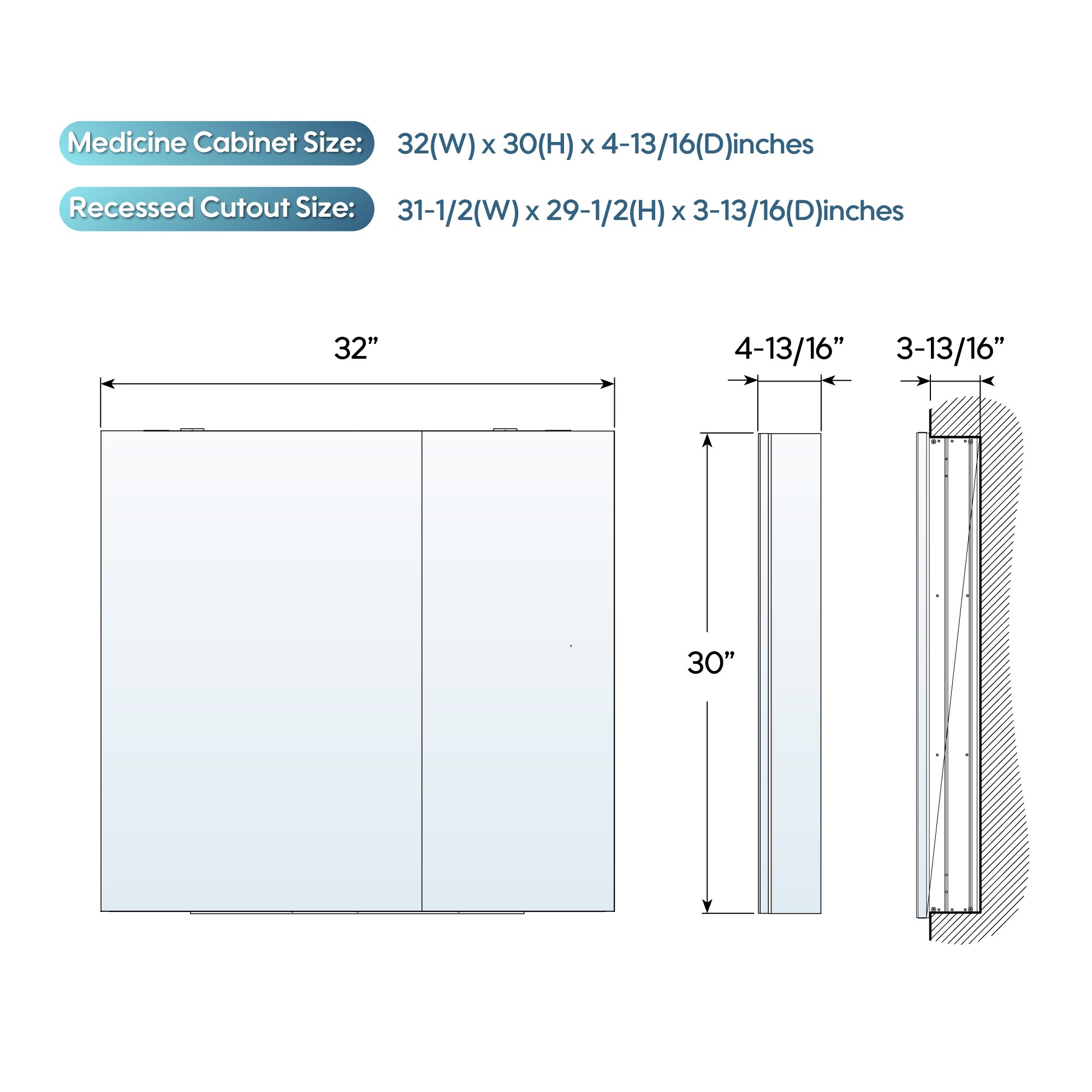 WELLFOR ROSA20TYL Bathroom-Wall-Cabinets - View #7