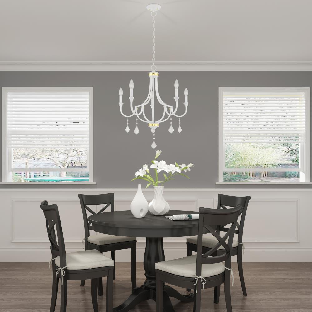 White Mini Crystal 5-Light Candelabra Chandelier