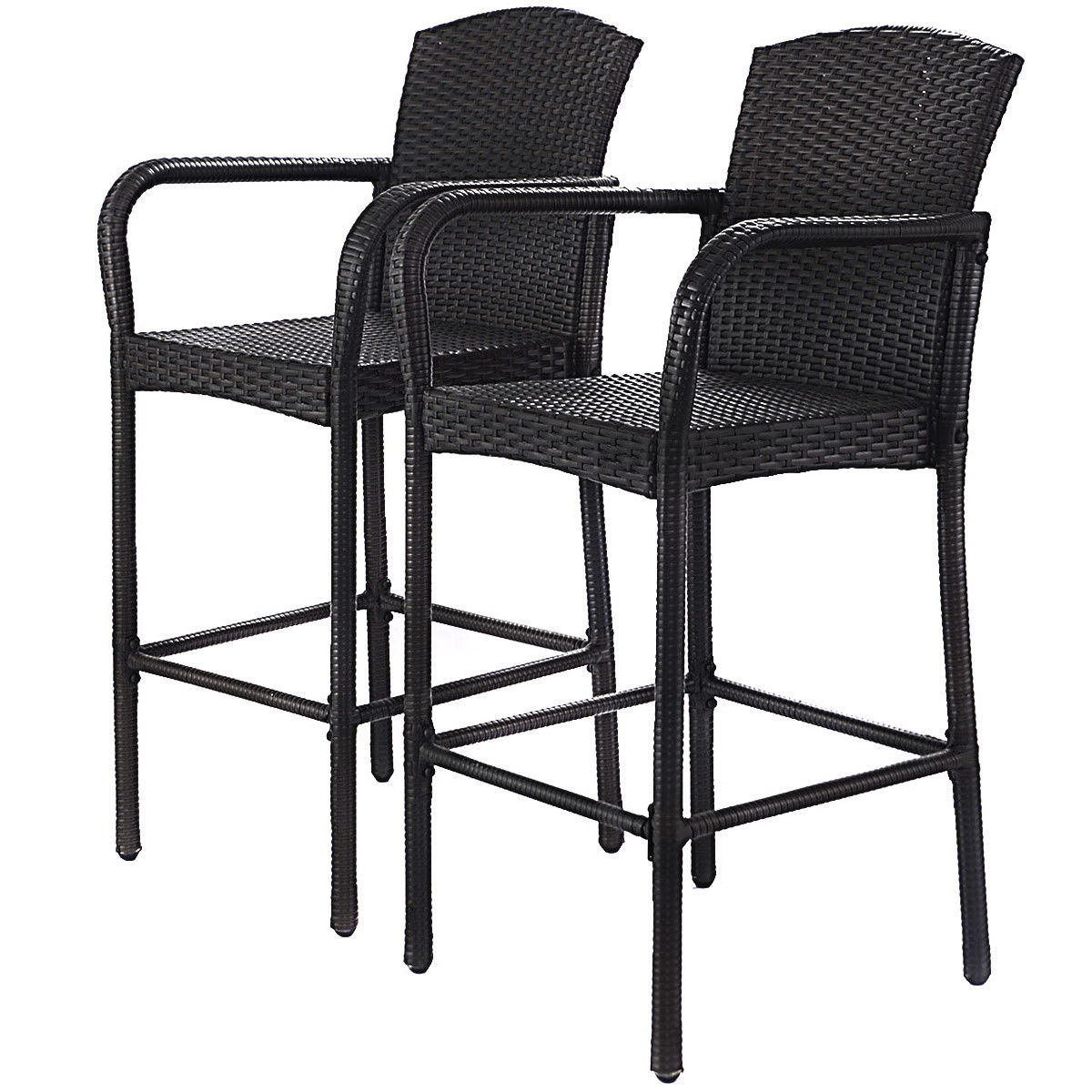 Costway 2pcs rattan bar stool dining high counter portable chair patio furniture hot sale