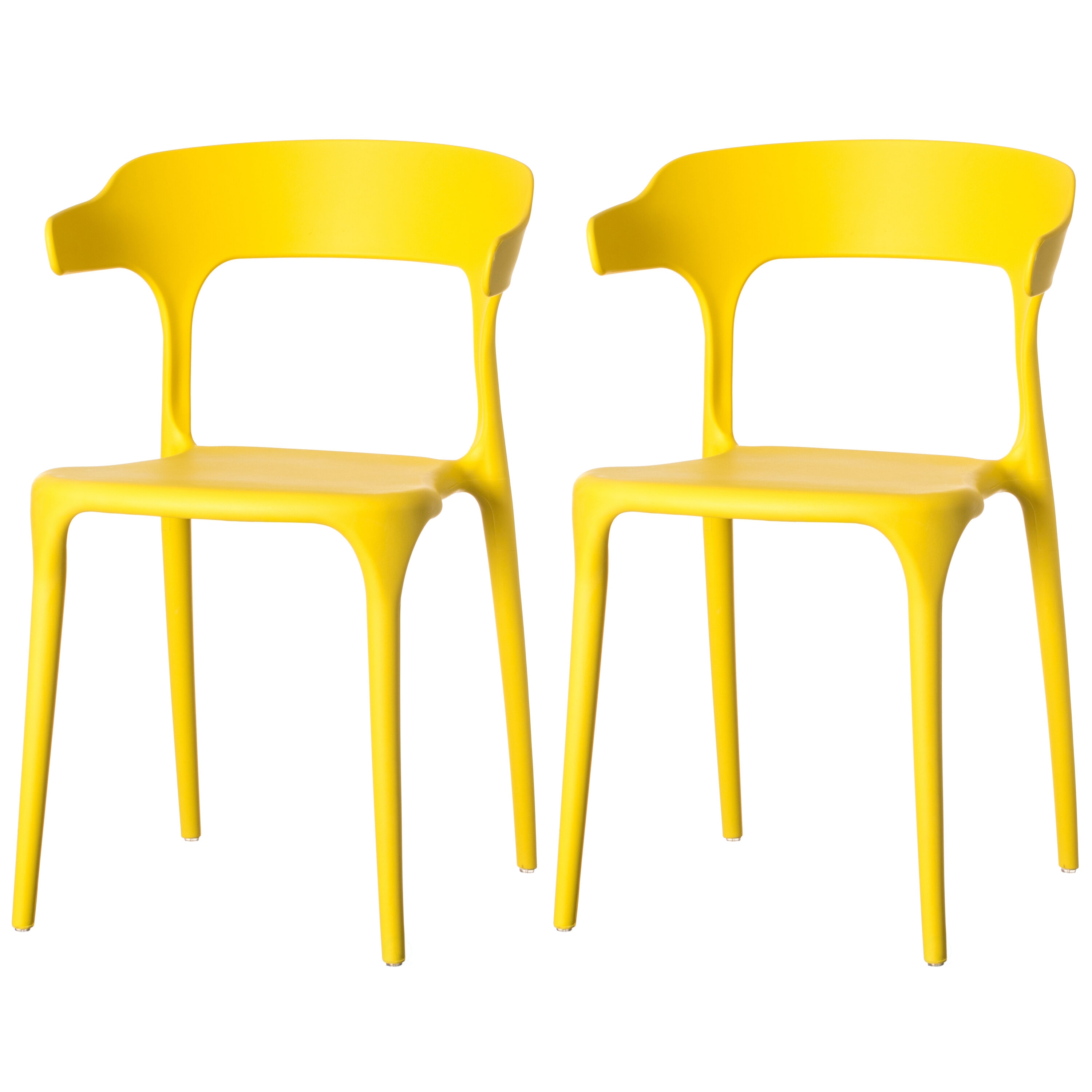 FABULAXE QI004228.YL.2 Set of 2 Contemporary/Modern Dining Side Chair (Plastic Frame)