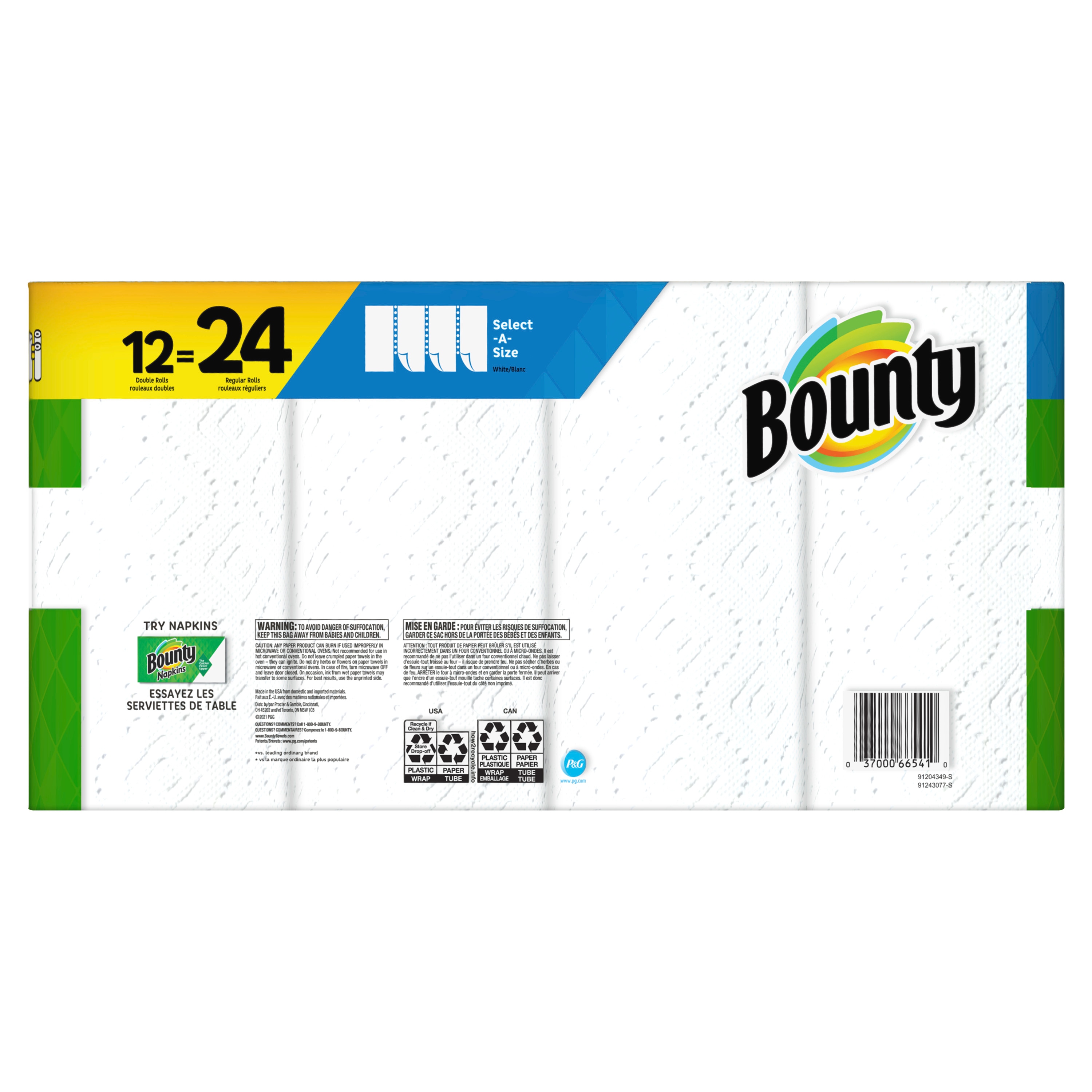 Bounty White, Select-A-Size Paper Towels (2 Triple Rolls) 003077206133 -  The Home Depot