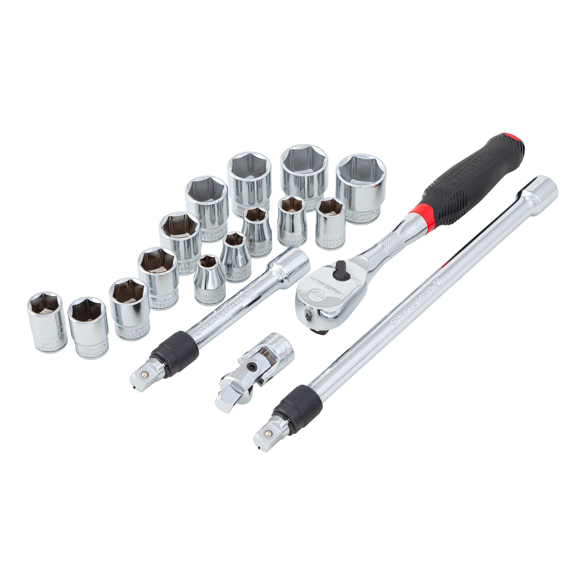 CRAFTSMAN V-Series 3/8-in Drive Metric Shallow Socket Set (18-Pieces ...