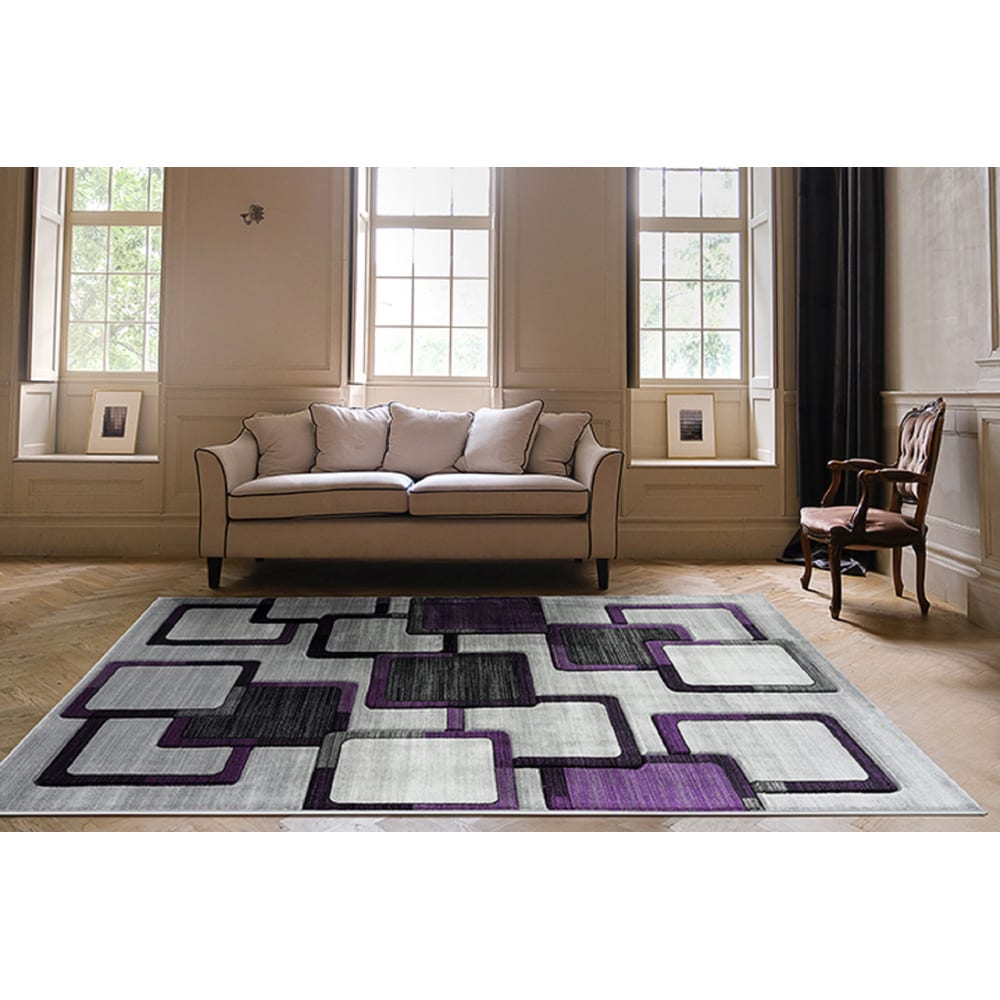 MDA Rugs OR22810 Orelsi 8 x 10 (ft) Polypropylene Gray/Purple Rectangular Indoor Abstract Area rug
