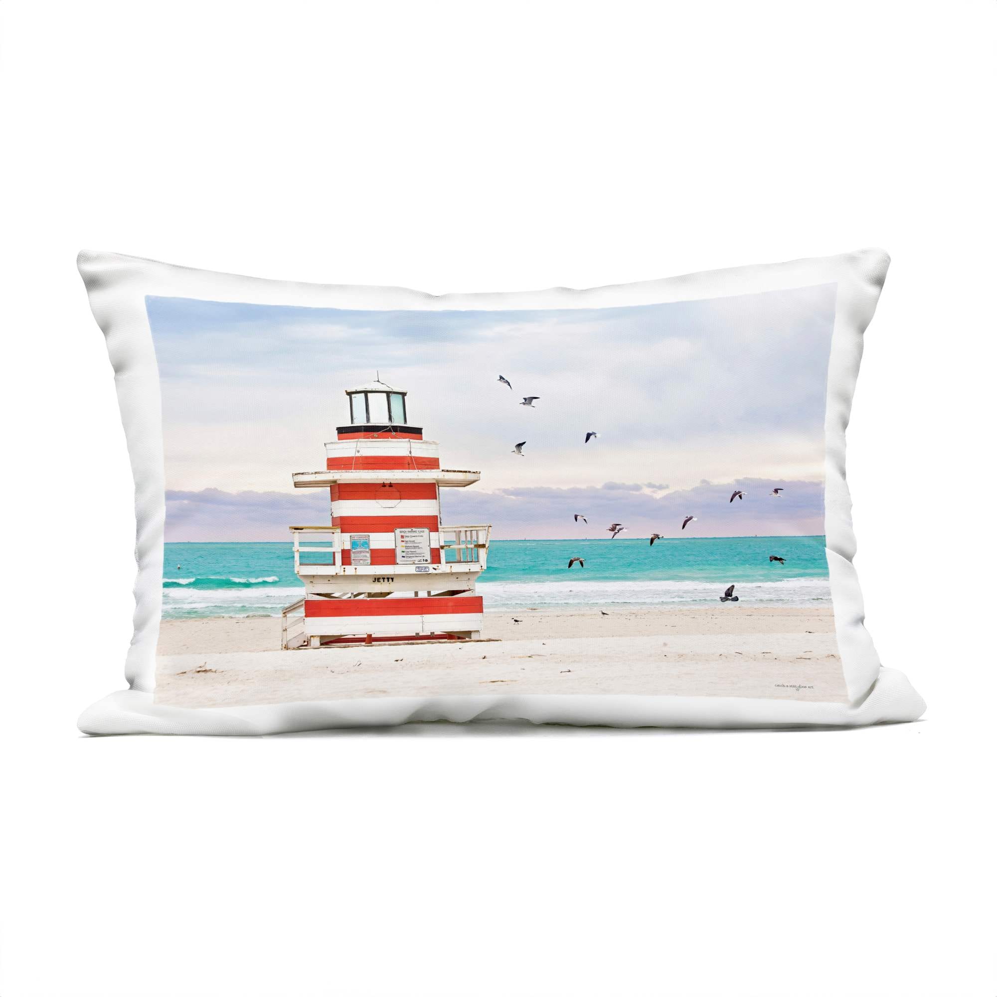 Stupell Industries PLQ-412-ORC-14X20 South Beach Sentry Outdoor Printed Pillowdesign by Seven Trees Design 14 x 20
