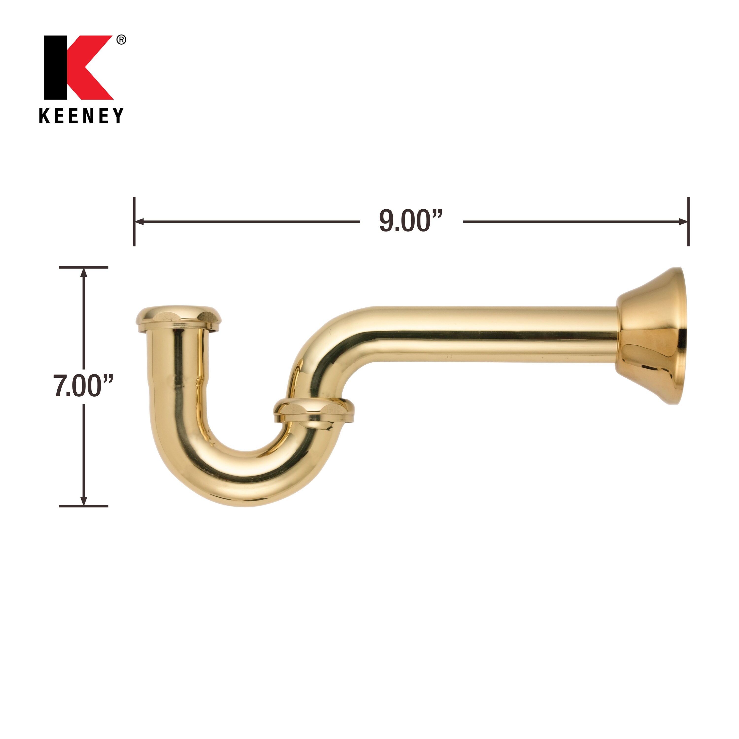 Polished Brass 1-1/4" Slip-Joint P-Trap for Potable Water