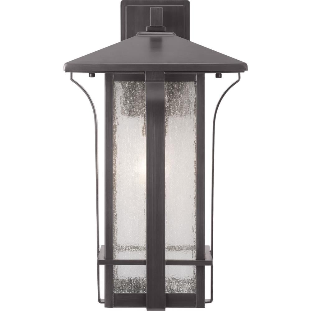 Antique Bronze Outdoor Wall Lantern with Seeded Glass Shade