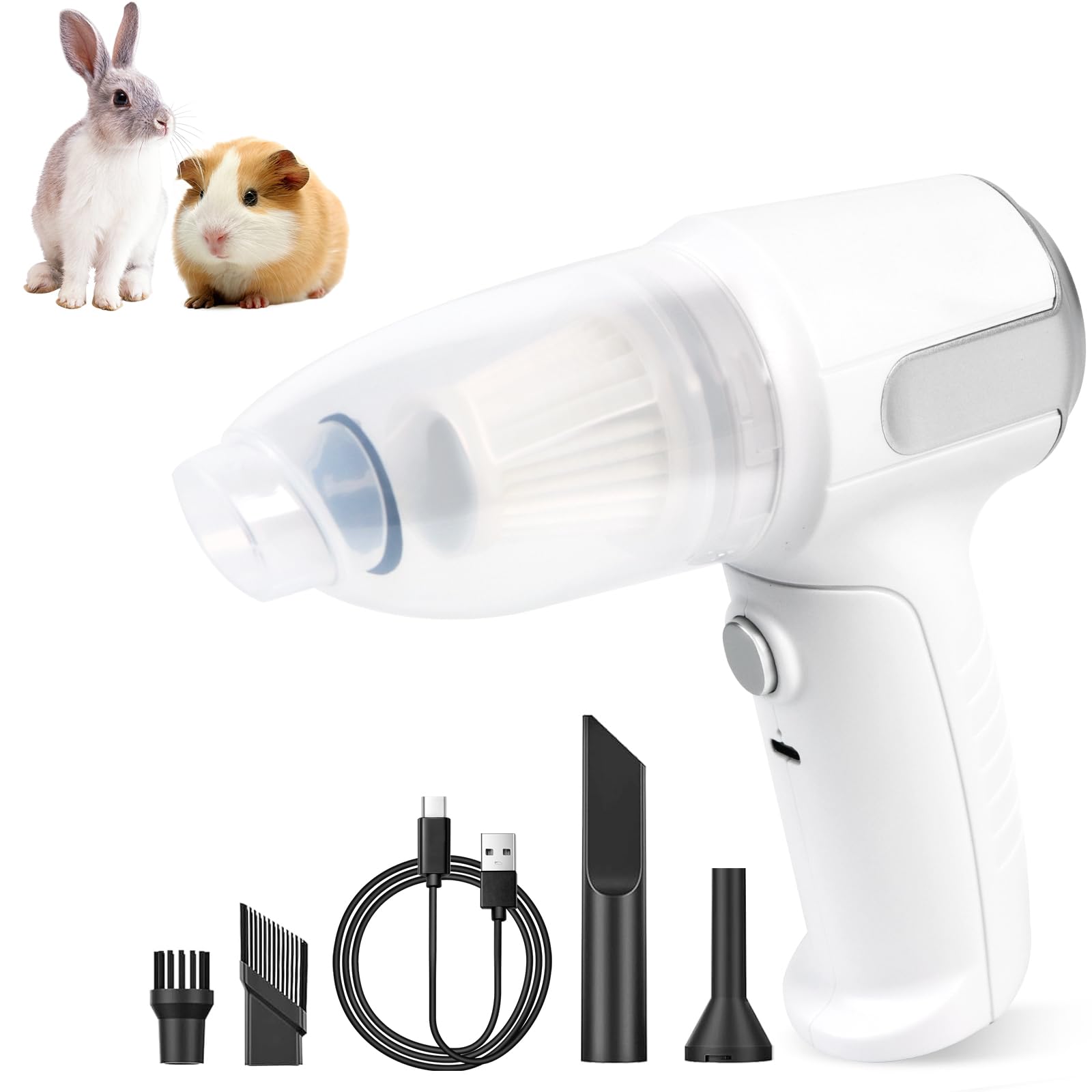 AOIZGMY Mini Cordless Vacuum for Guinea Pig Rabbit Hamster Chinchilla Reptile Bird Small Animal Cage Corner Spot Cleaning Lightweight Quiet #LAZ0627Z063