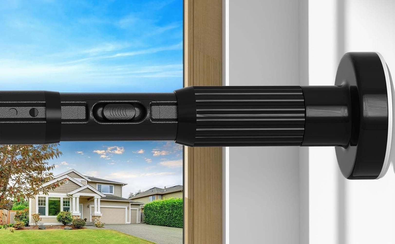 UUDULY  Black Tension Shower Rod Adjustable Length 41 to 118 Inches Heavy Duty No Drill Installation for Bathroom or Outdoor Use