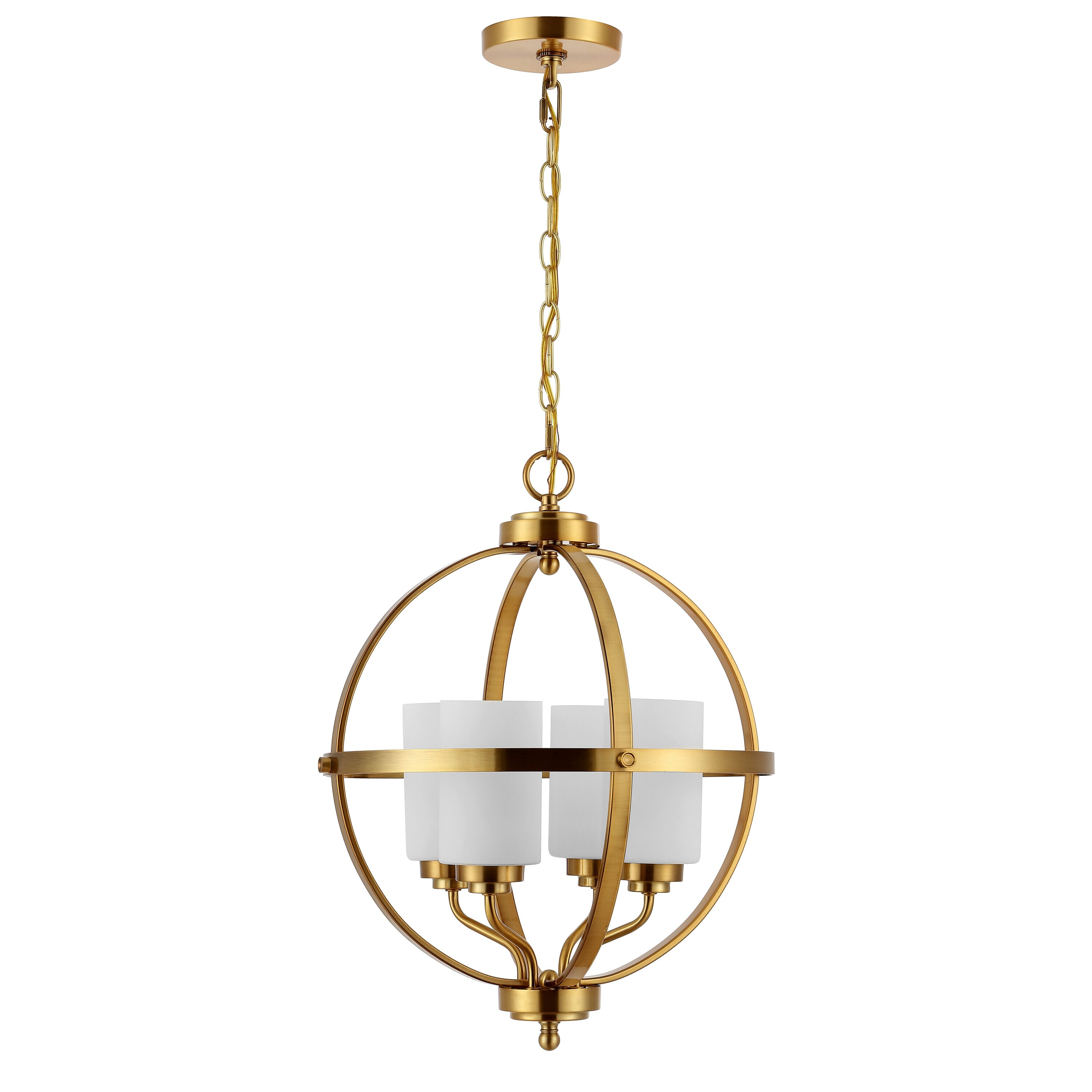 Elegant Farmhouse 22" Globe Pendant in Brass Gold with LED Lights