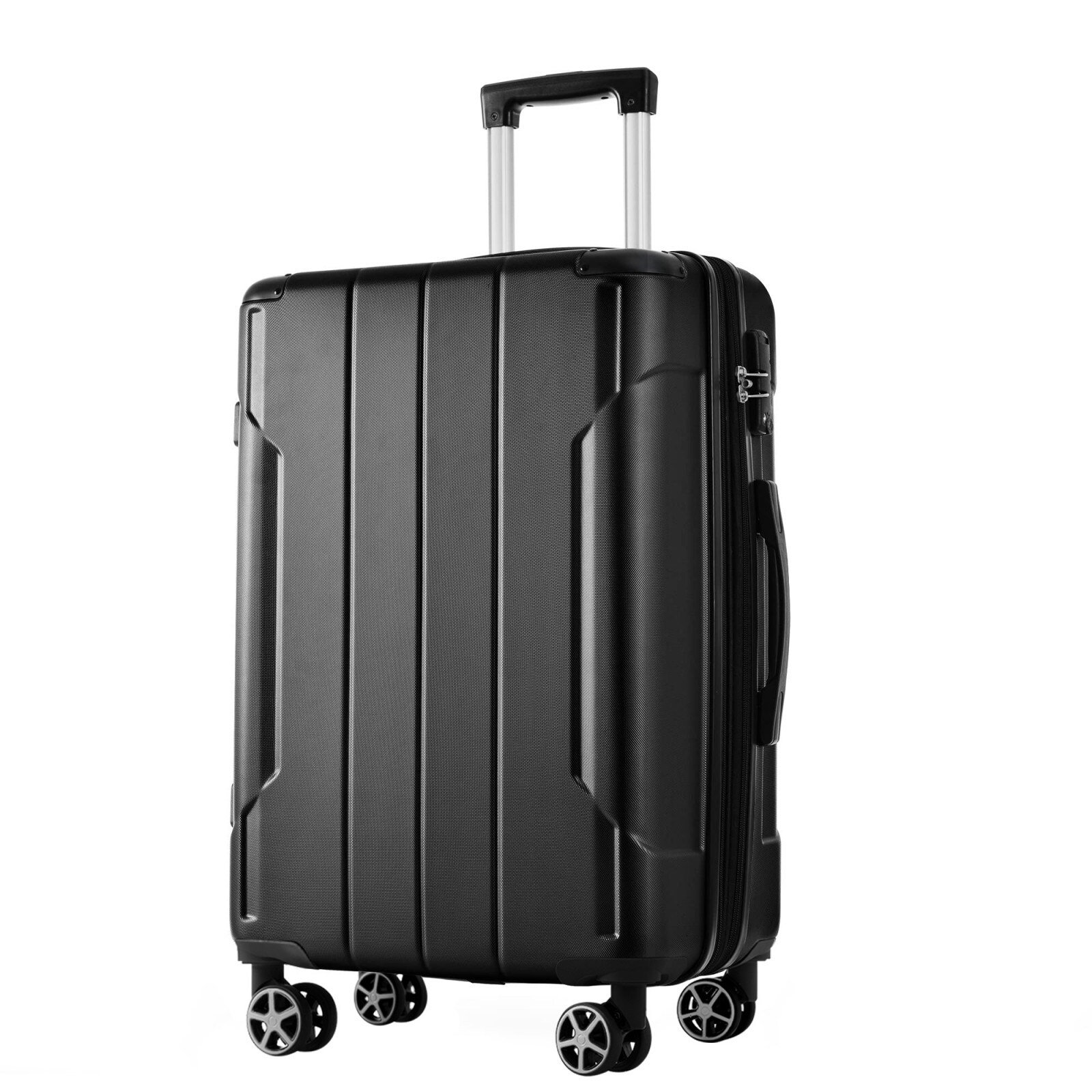 MooxvMoo - Hardshell Luggage Expandable 24-inch Checked Luggage (Black)