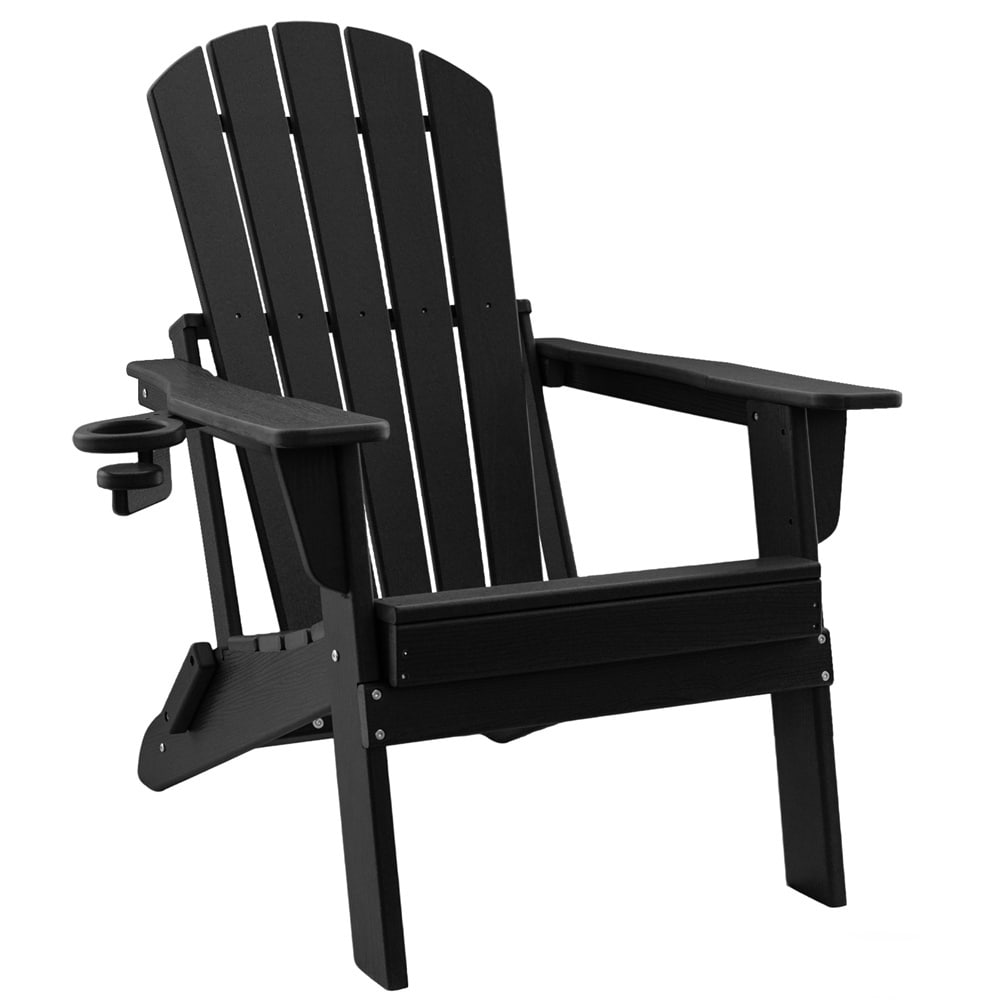 Upland YYFAC-BK1 Adirondack Chair Black HDPE Frame Swivel Adirondack Chair with Solid Seat