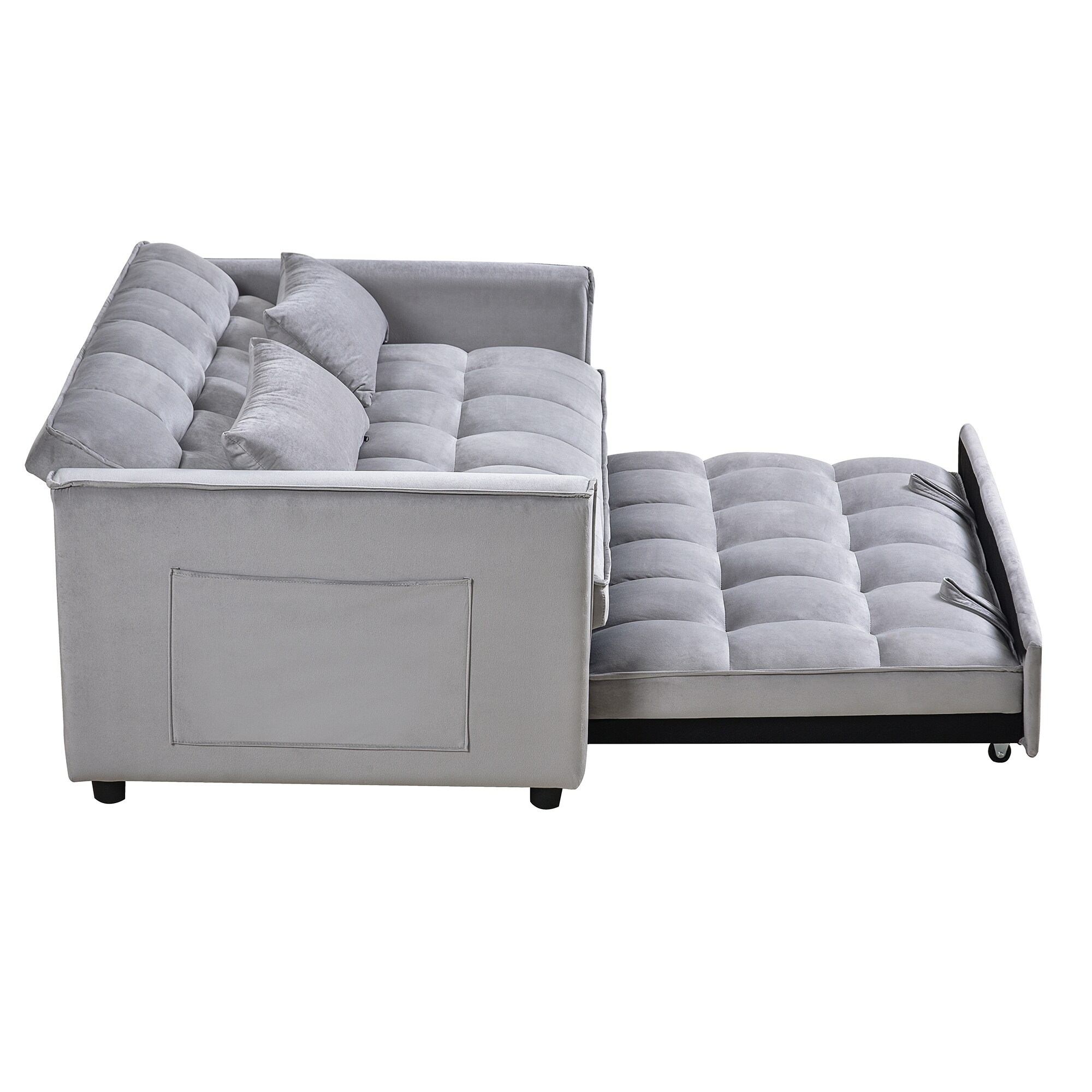 Bybafun YD2300015 52.8-in Modern Gray Velvet 2 -seater Reclining Sleeper