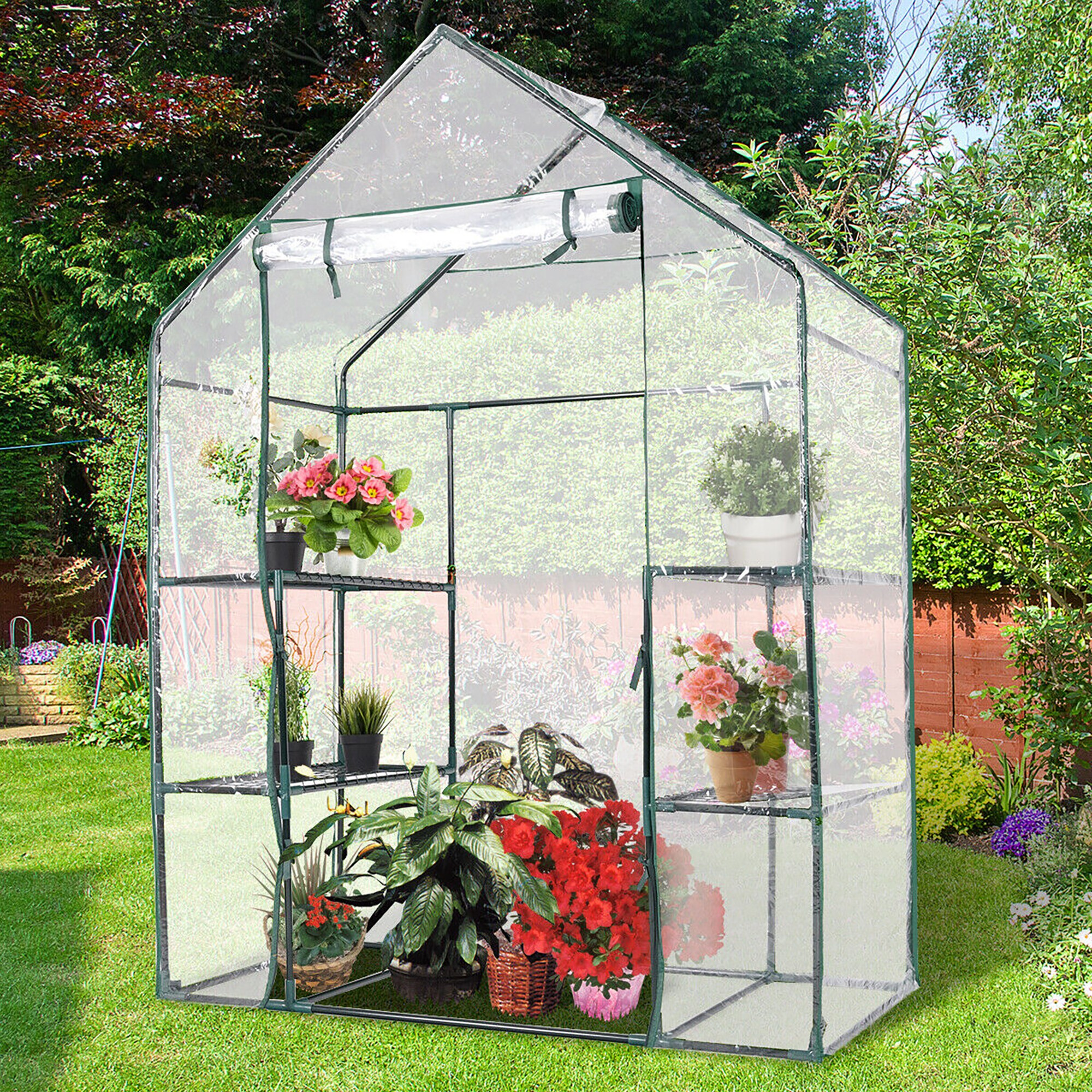 Forclover Portable Outdoor 4 Shelves Greenhouse in the Greenhouses ...