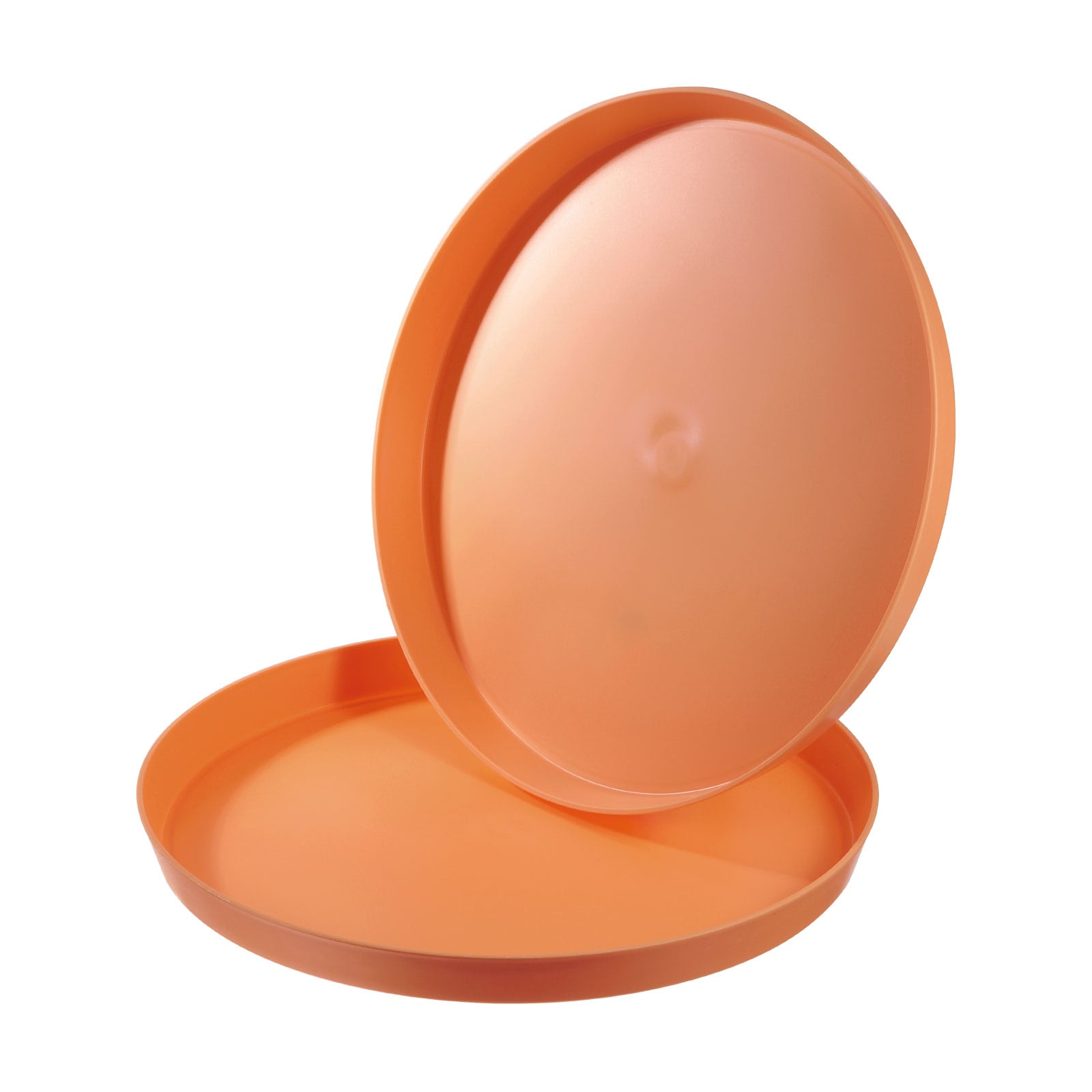 PATIKIL 14 Inch Restaurant Serving Trays 2 Pcs Round Non-Slip Food Service Tray Platter Reusable Plastic Fast Food Serving Tray for Bar Coffee Home Cafeteria Hotel Orange