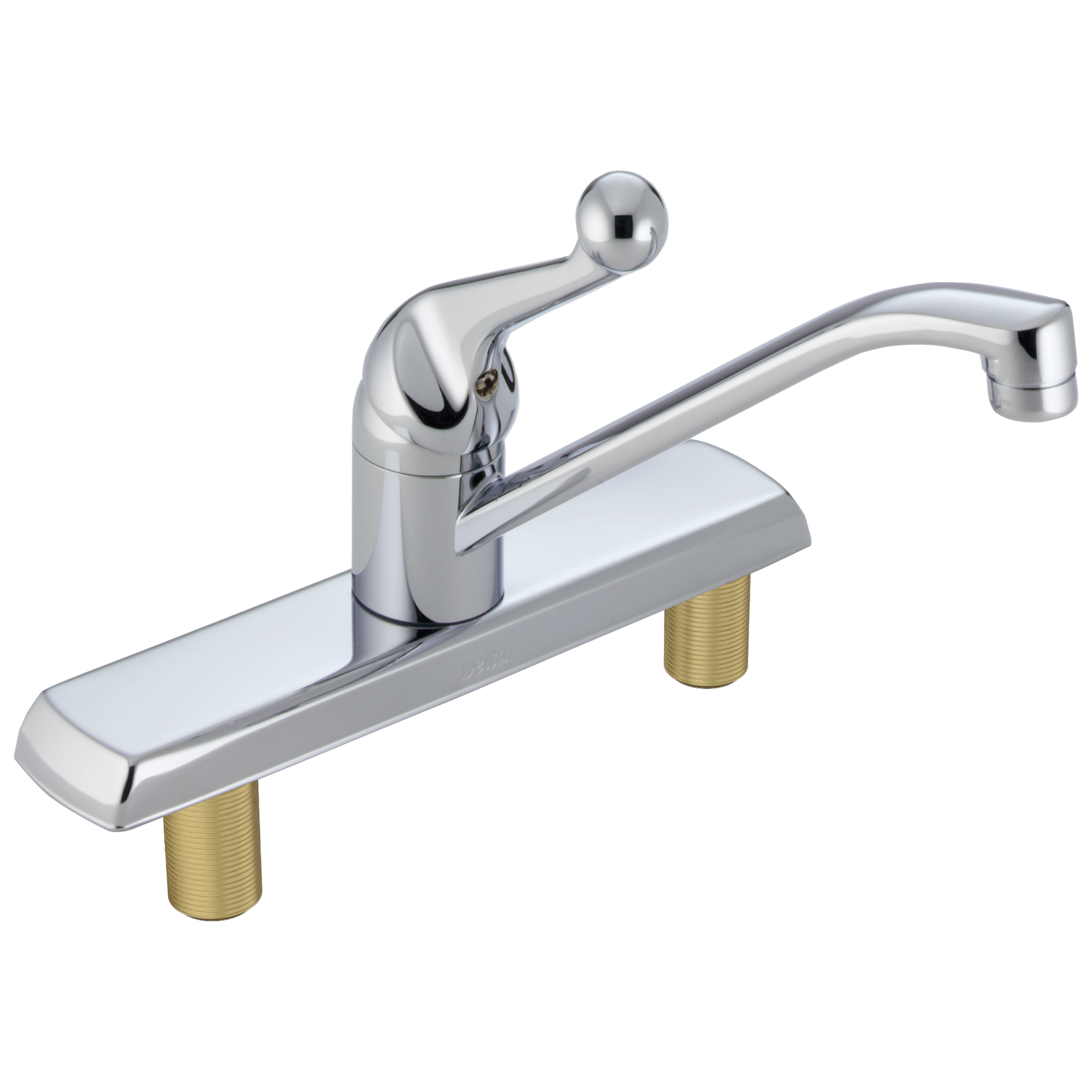 Delta 120LF Classic Chrome Single Handle Low-arc Kitchen Faucet (Deck Plate Included)