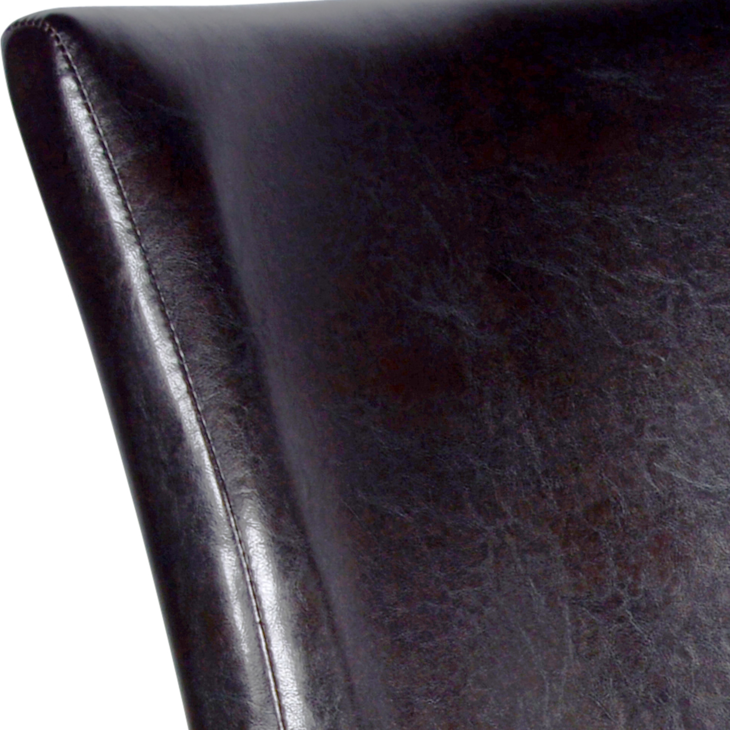 Transitional Brown Leather Parsons Side Chair with Memory Foam