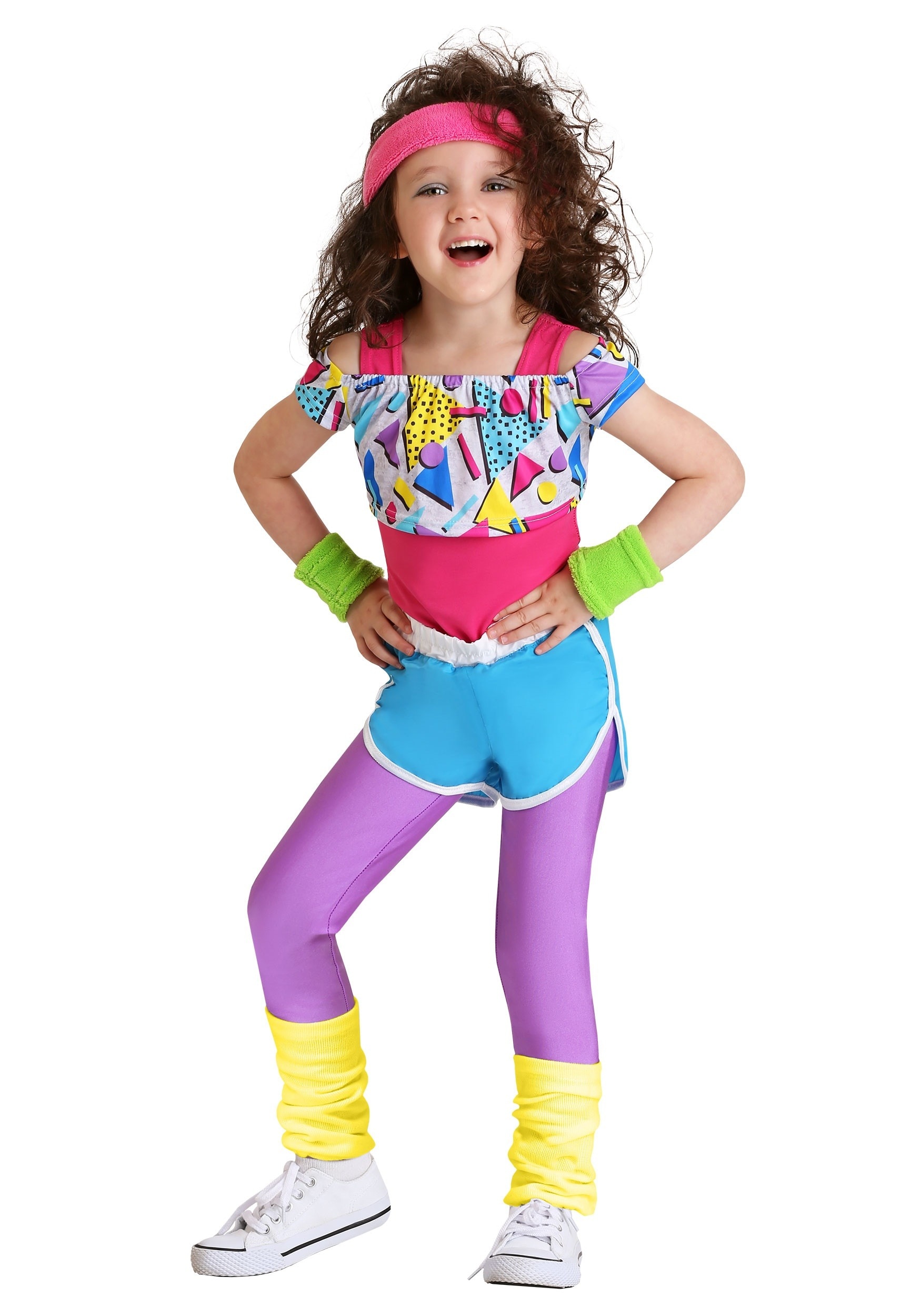 HalloweenCostumes.com FUN6263TD-4T FUN Costumes Work It Out 80s Costume for Toddler Girls 4T