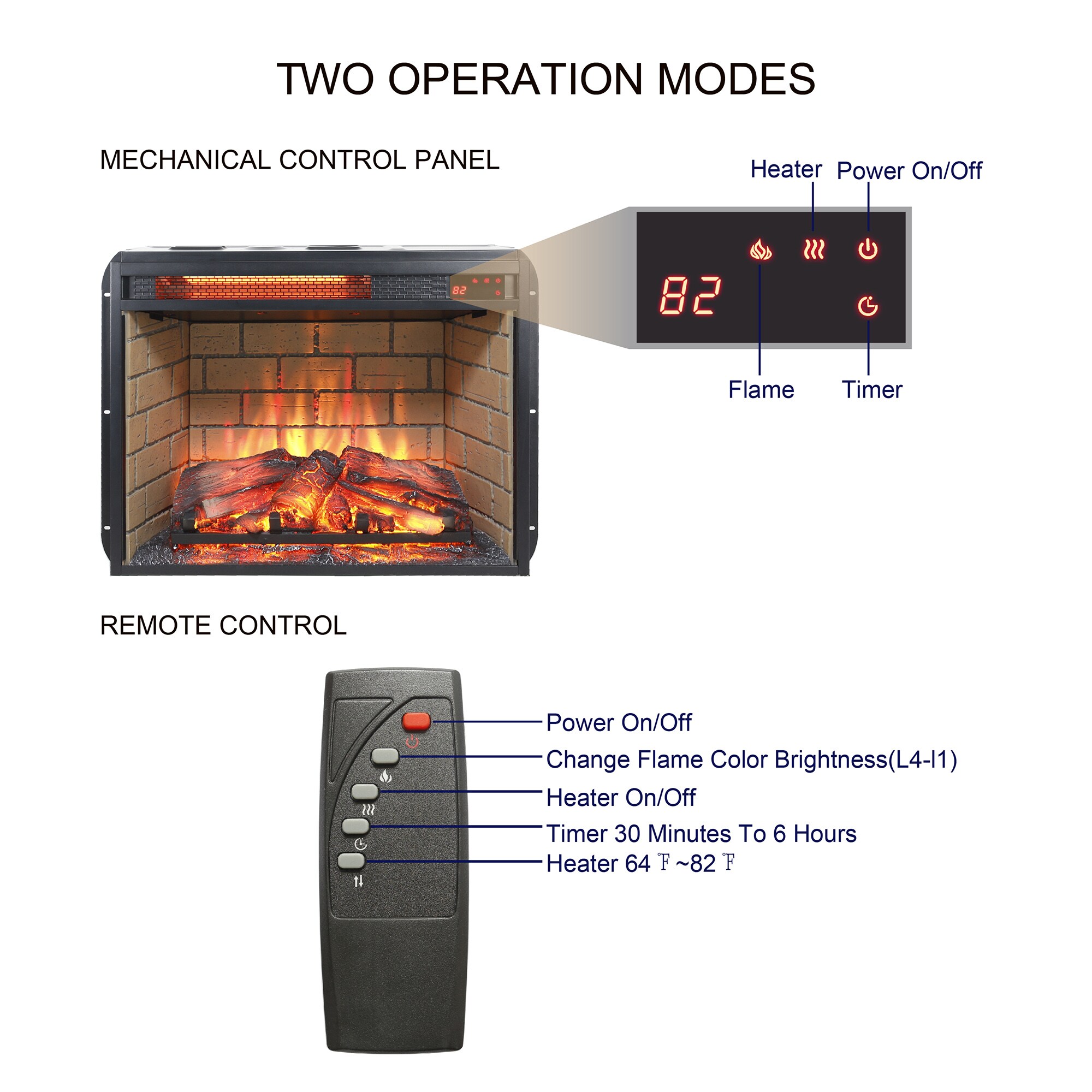 SINOFURN SYC070036BK Electric-Fireplace-Fireboxes - View #11