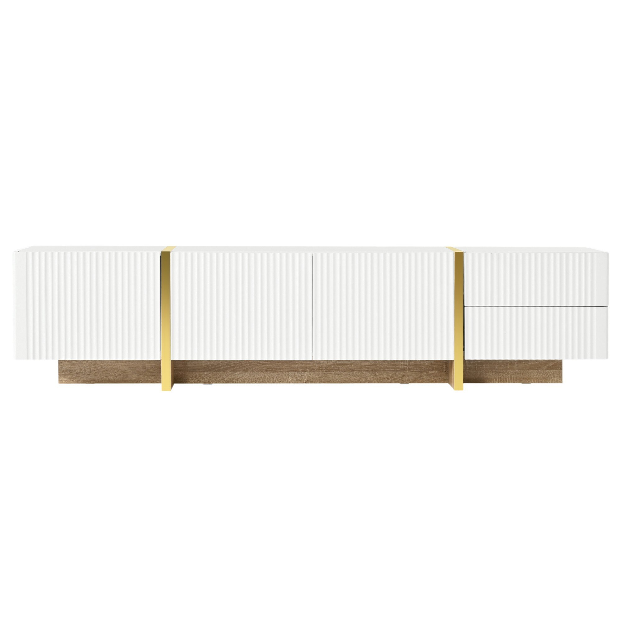 Miki Shinly TV Stand Transitional White 13.7-in W TV stand ( Accommodates TVs up to 80-in )