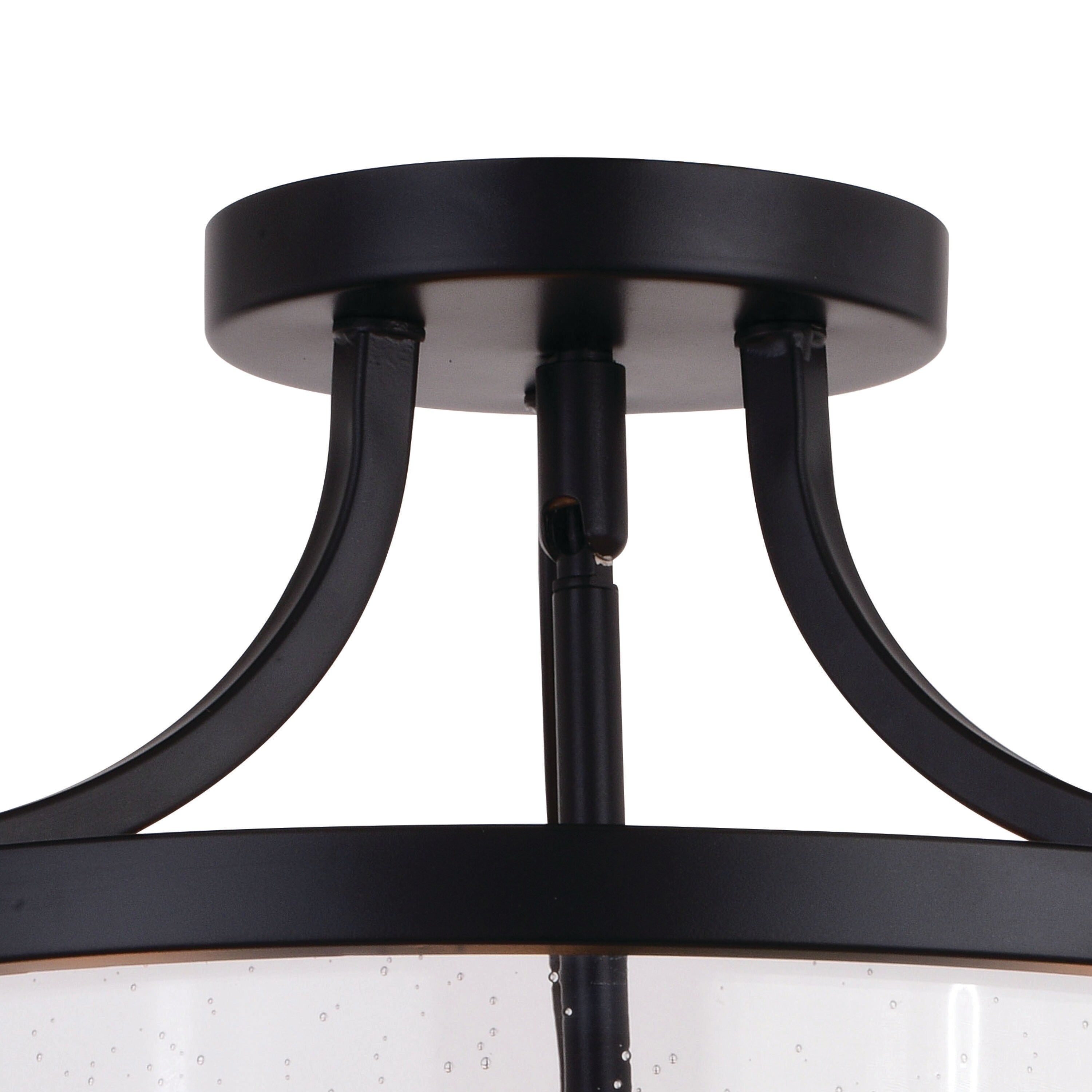 Holbrook 15.75" Matte Black & Satin Brass Drum Semi-Flush Mount with Clear Seeded Glass