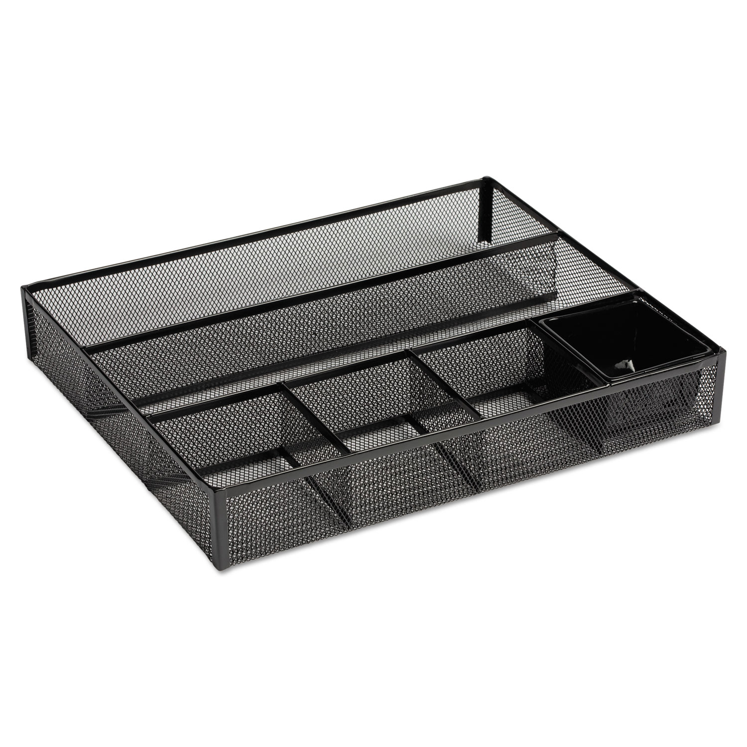 Rolodex ESNROL22131 Metal Mesh Deep Desk Drawer Organizer Six Compartments 15.25 X 11.88 X 2.5 Black