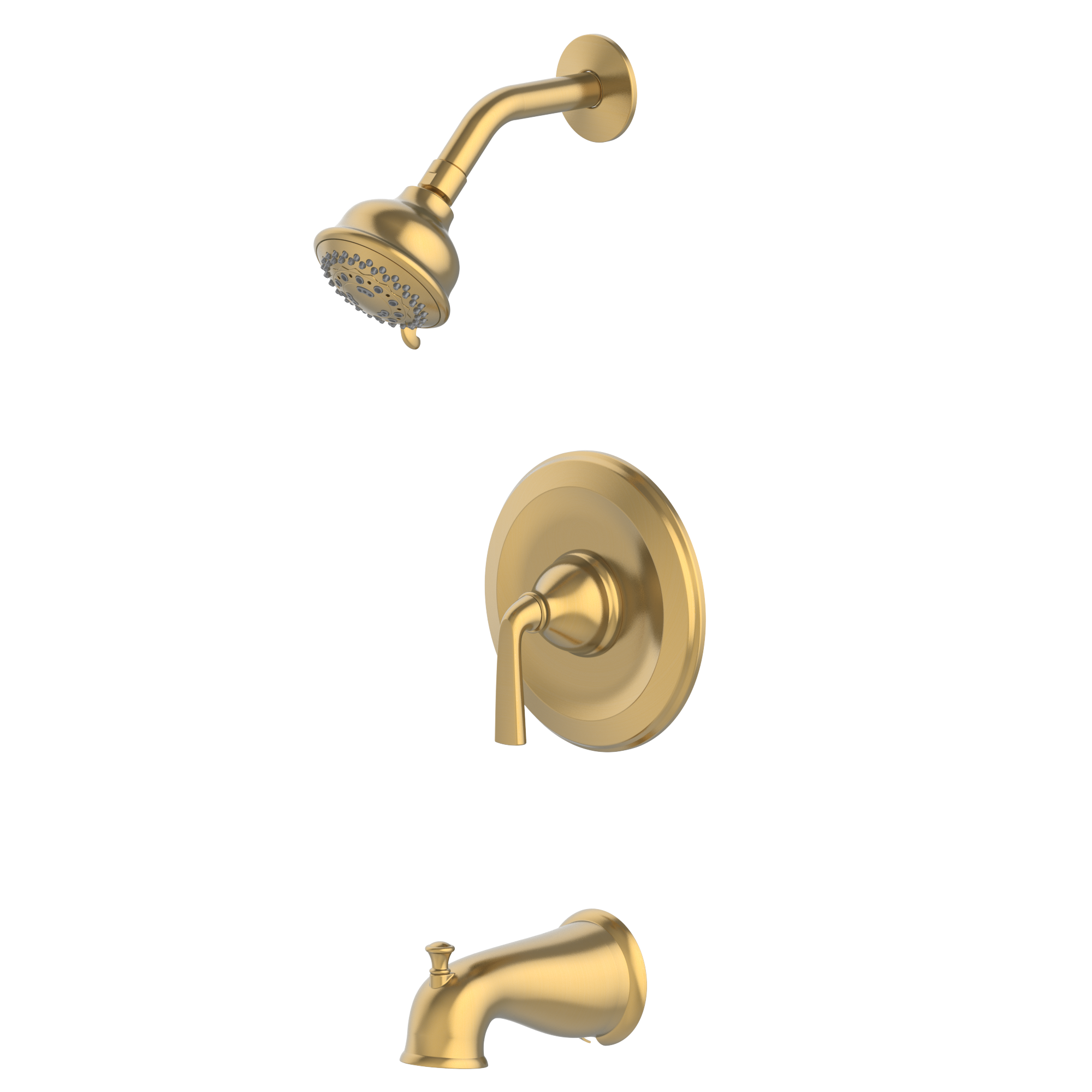 allen + roth 873X-5E4408 Brushed Gold 1-handle Multi-function 3.54-in Round Shower Faucet with Valve