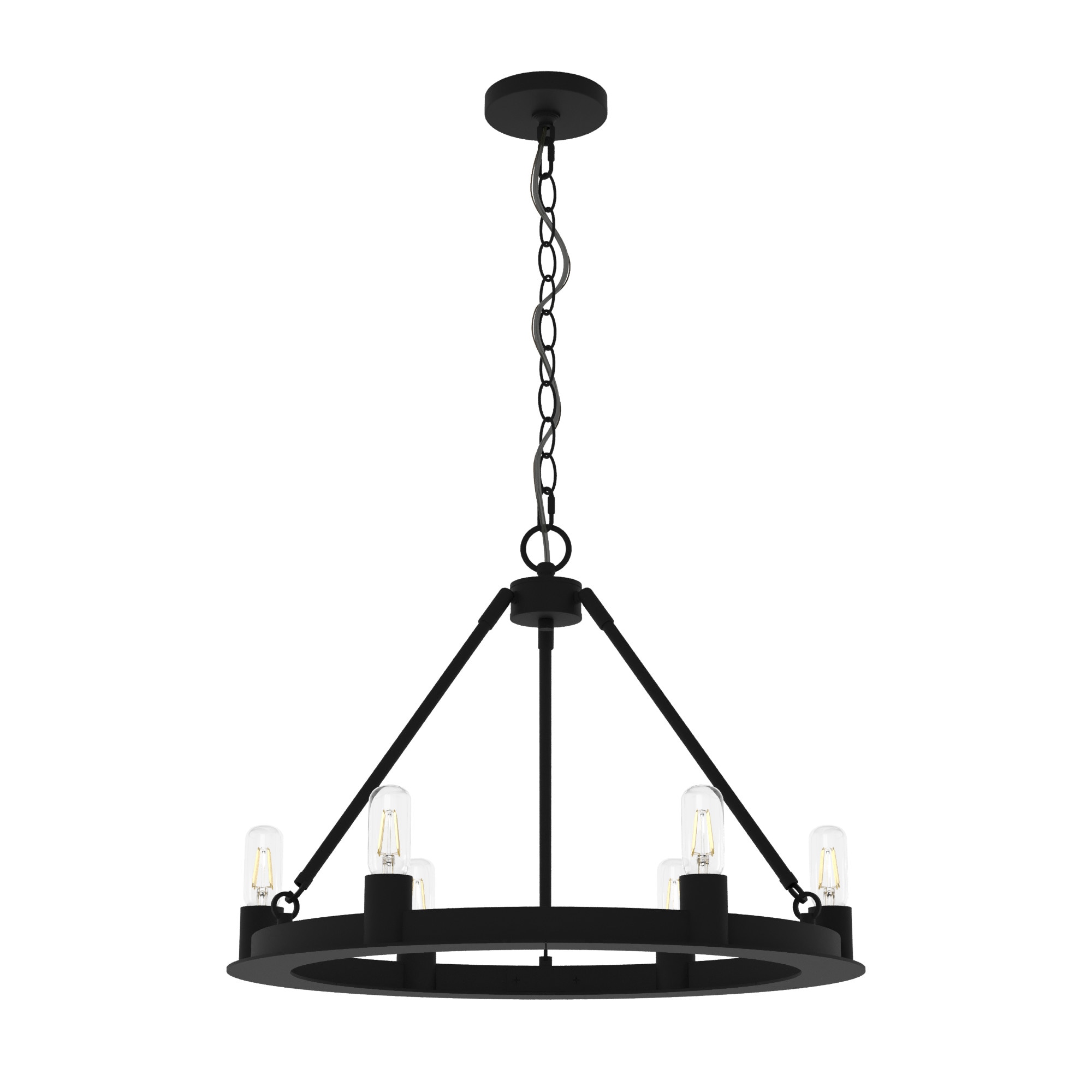 Black Iron Drum Chandelier with Adjustable Chain