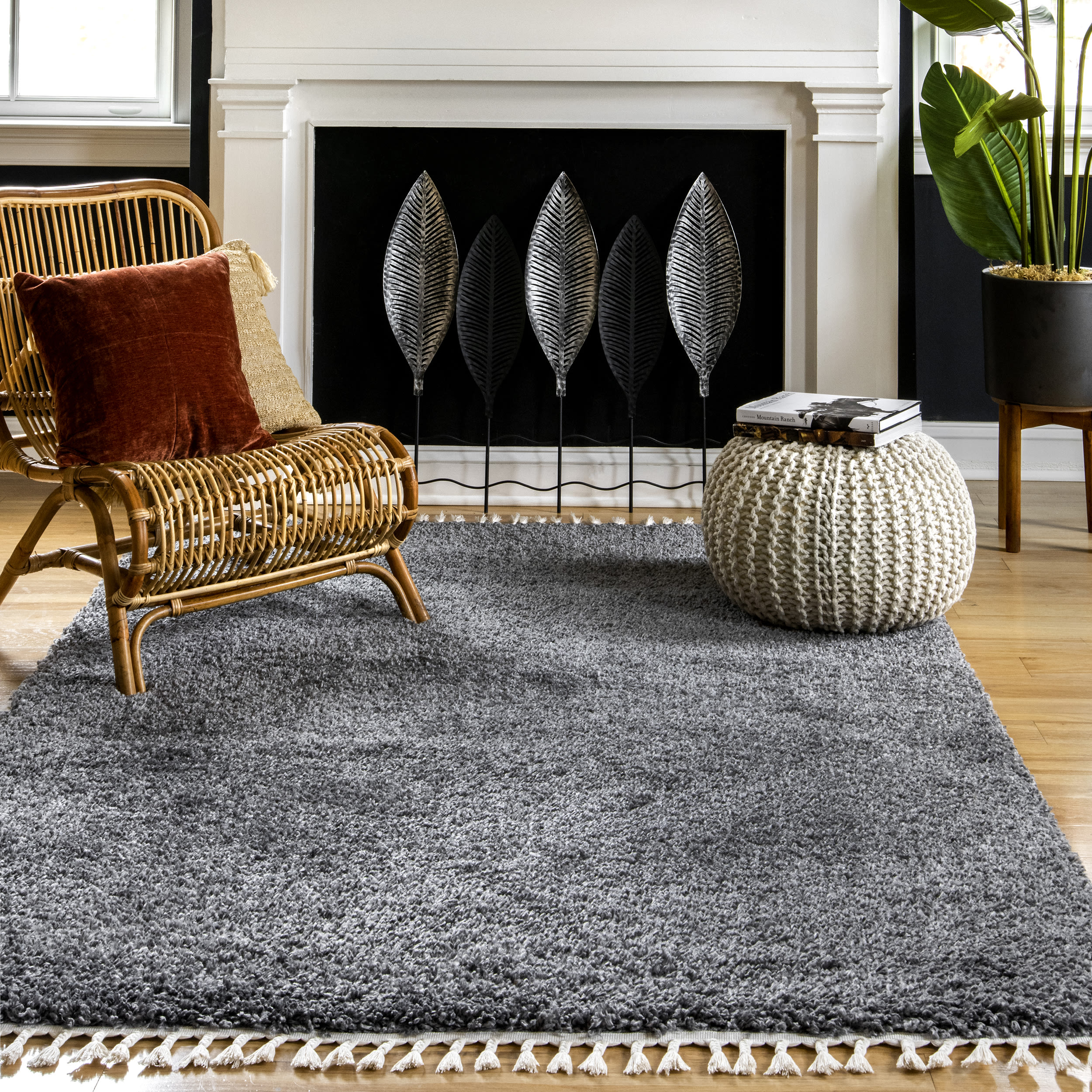 nuLOOM KKEL09B-6709 Gelina 6 x 9 (ft) Loomed Polypropylene Dark Gray Rectangular Indoor Solid Area rug