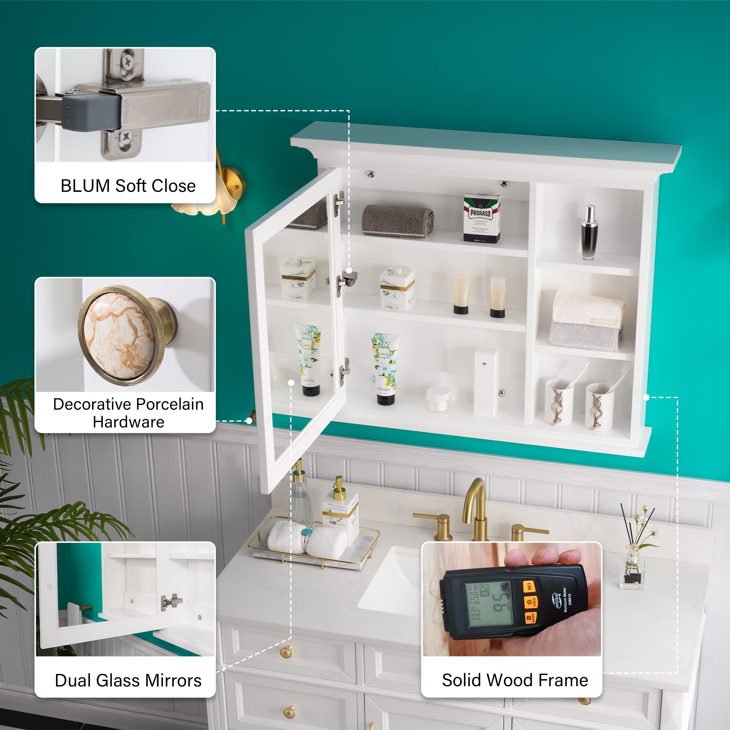 WELLFOR E3630MC-WT Bathroom-Medicine-Cabinets - View #7