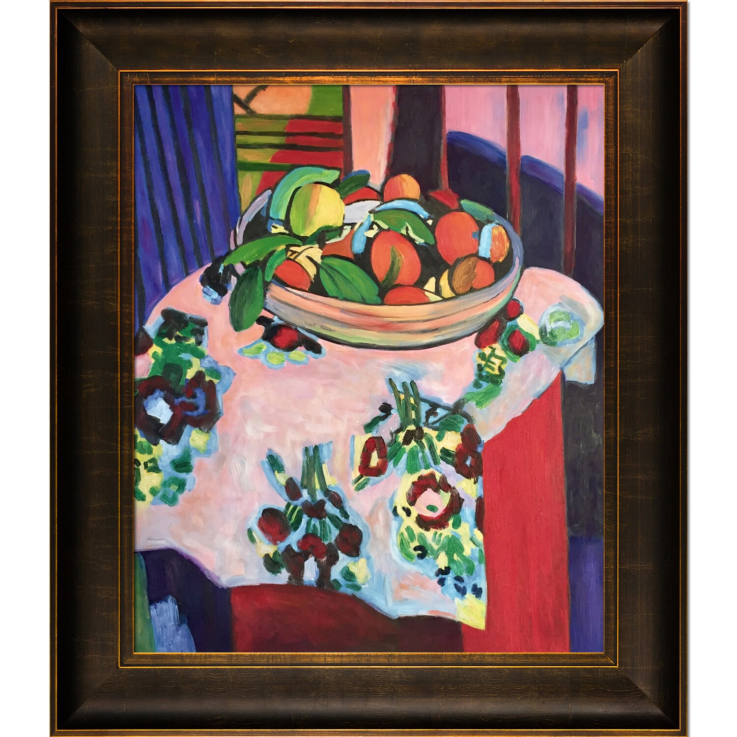La Pastiche 688576872759 Still Life with Oranges Henri Matisse Bronze/Brown Wood Framed 26.5-Inches H x 30.5-Inches W Figurative Canvas Hand-Painted Painting