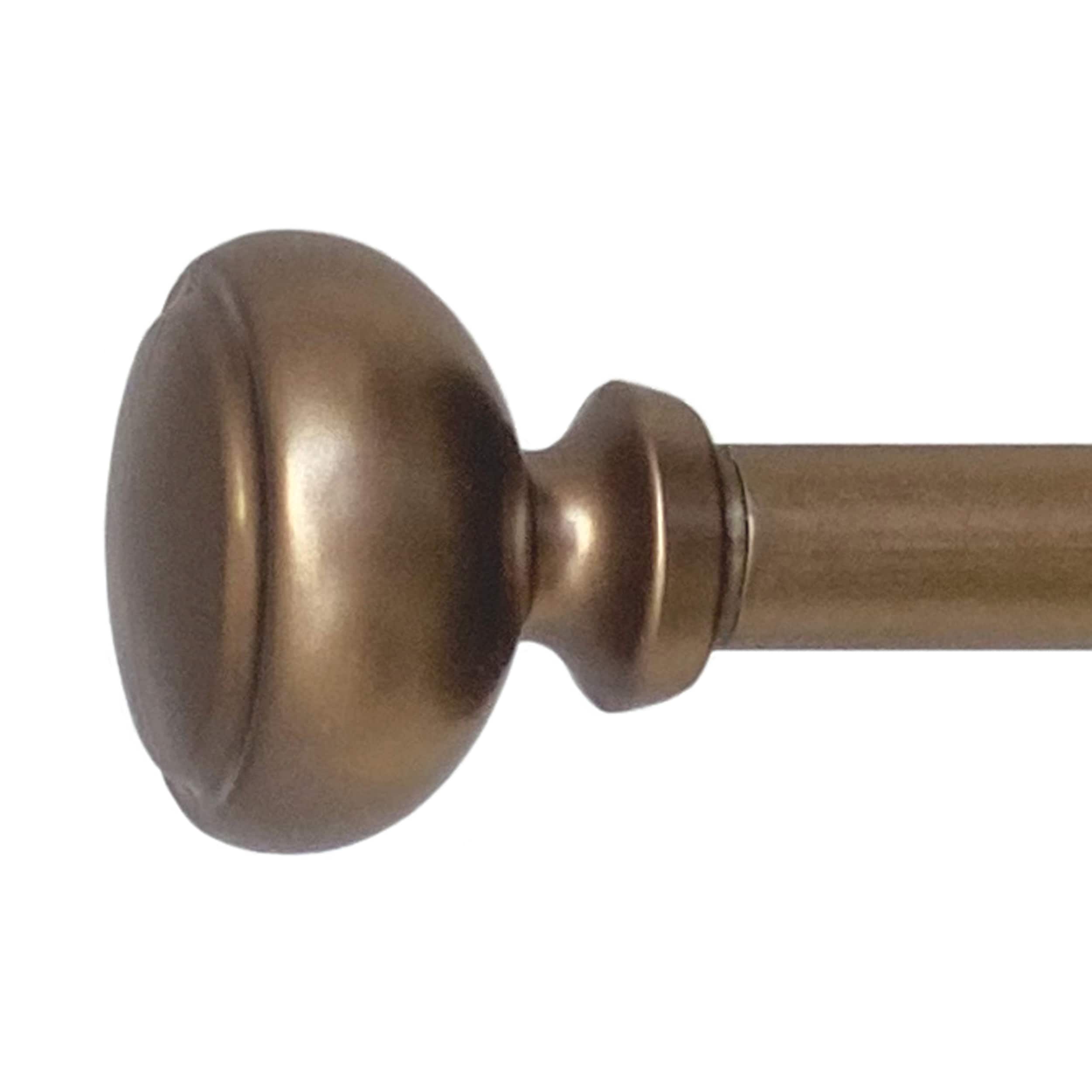 Decopolitan 31247-DB86 86-in to 120-in Dark Bronze Steel Single curtain rod with Finials