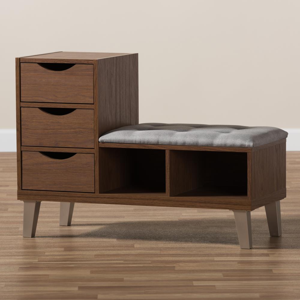 Baxton Studio Arielle Modern Walnut Storage Bench with Storage