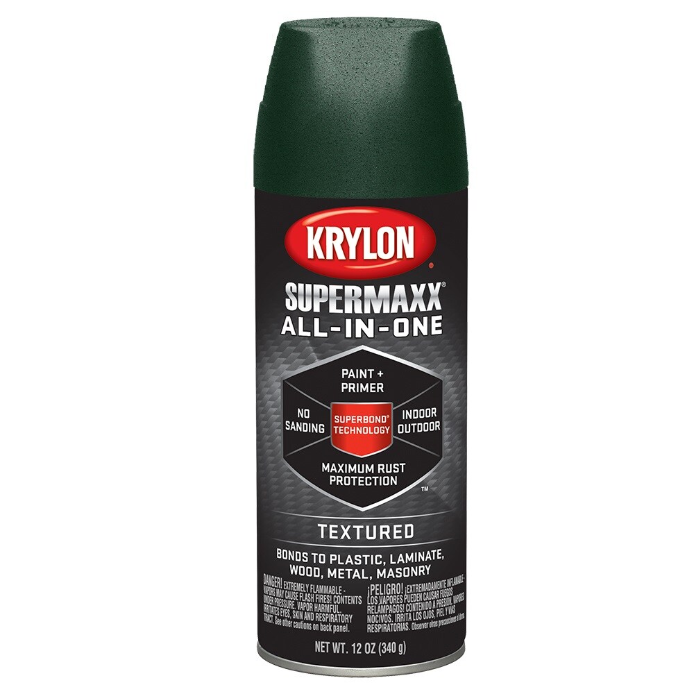 Krylon K08902000 SuperMaxx Flat Hunter Green Textured Spray Paint and Primer In One (NET WT. 12-oz)