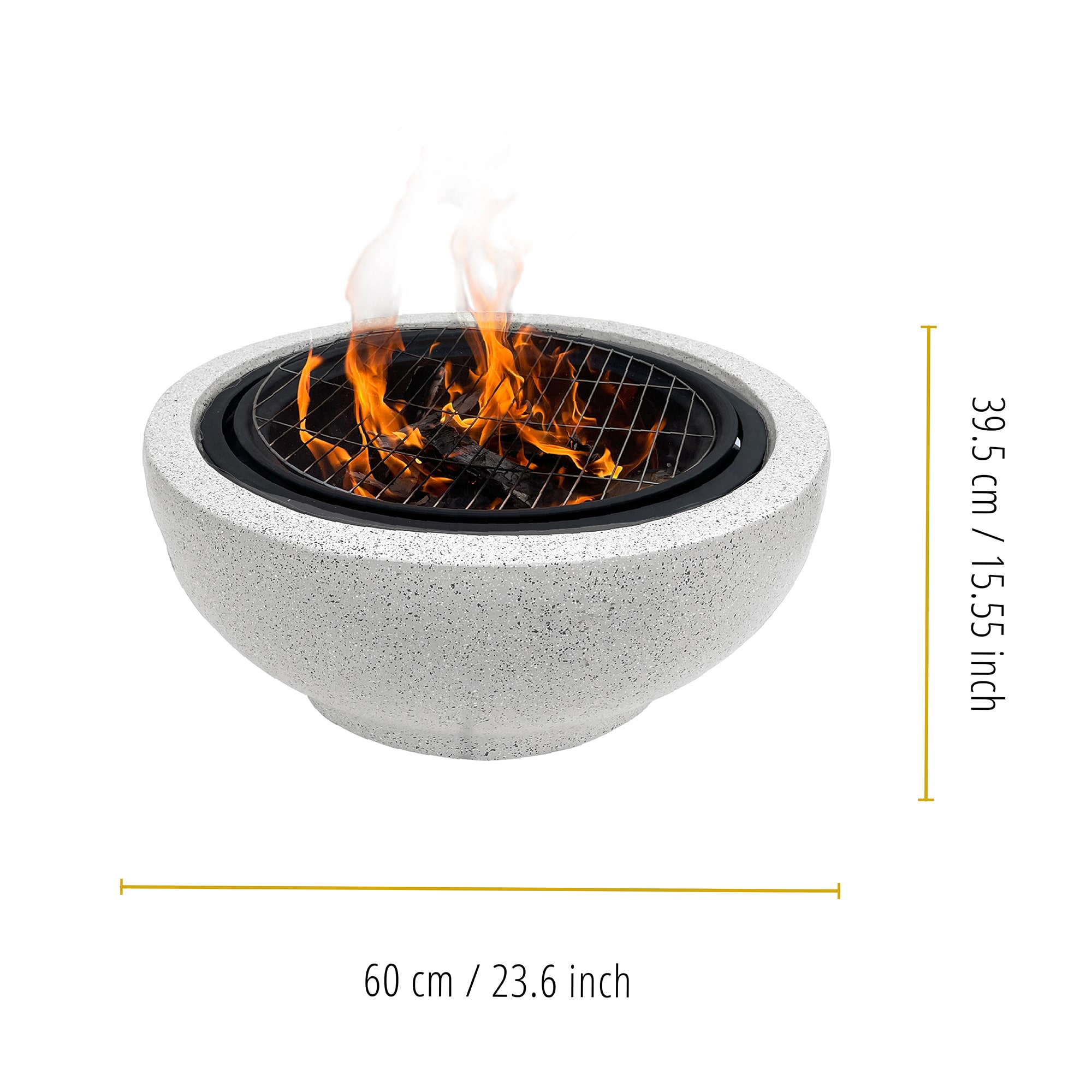Gray Faux Concrete Round Wood Burning Fire Pit