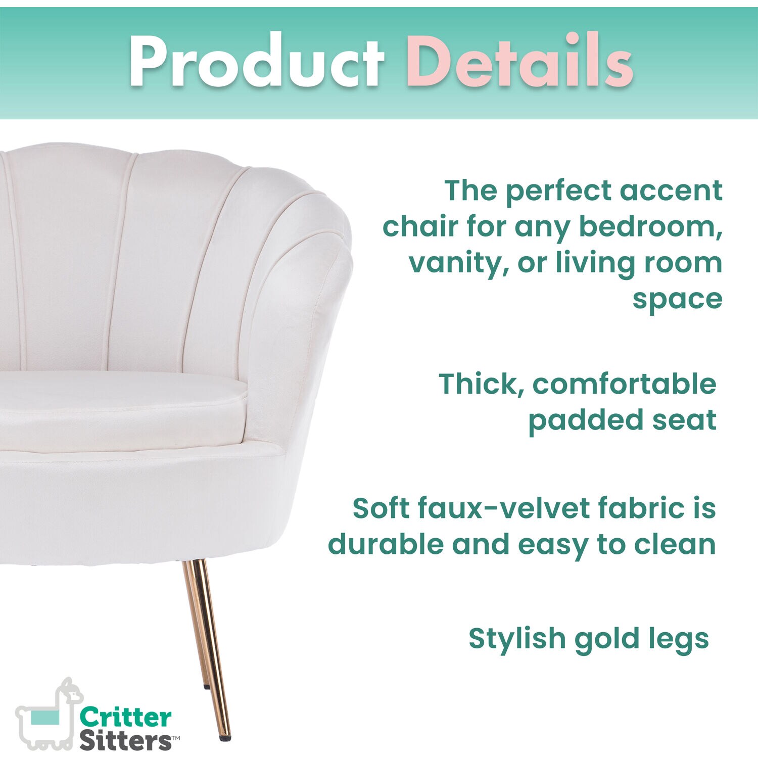 Critter Sitters CSVELLTCHR-WHT chairs - View #3