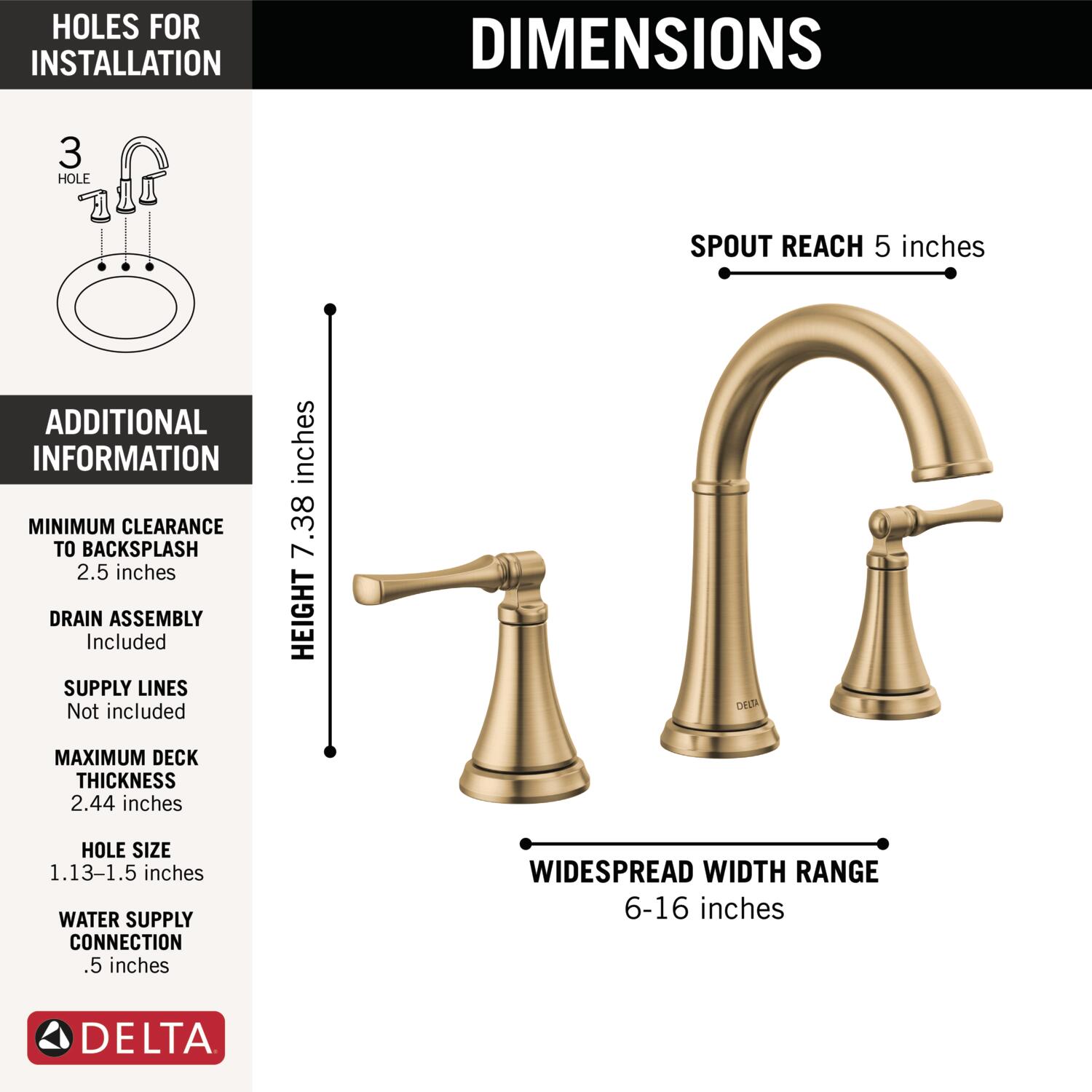 Delta Archdale Champagne Bronze 2 Handle 8 In Widespread Watersense High Arc Bathroom Sink 8934