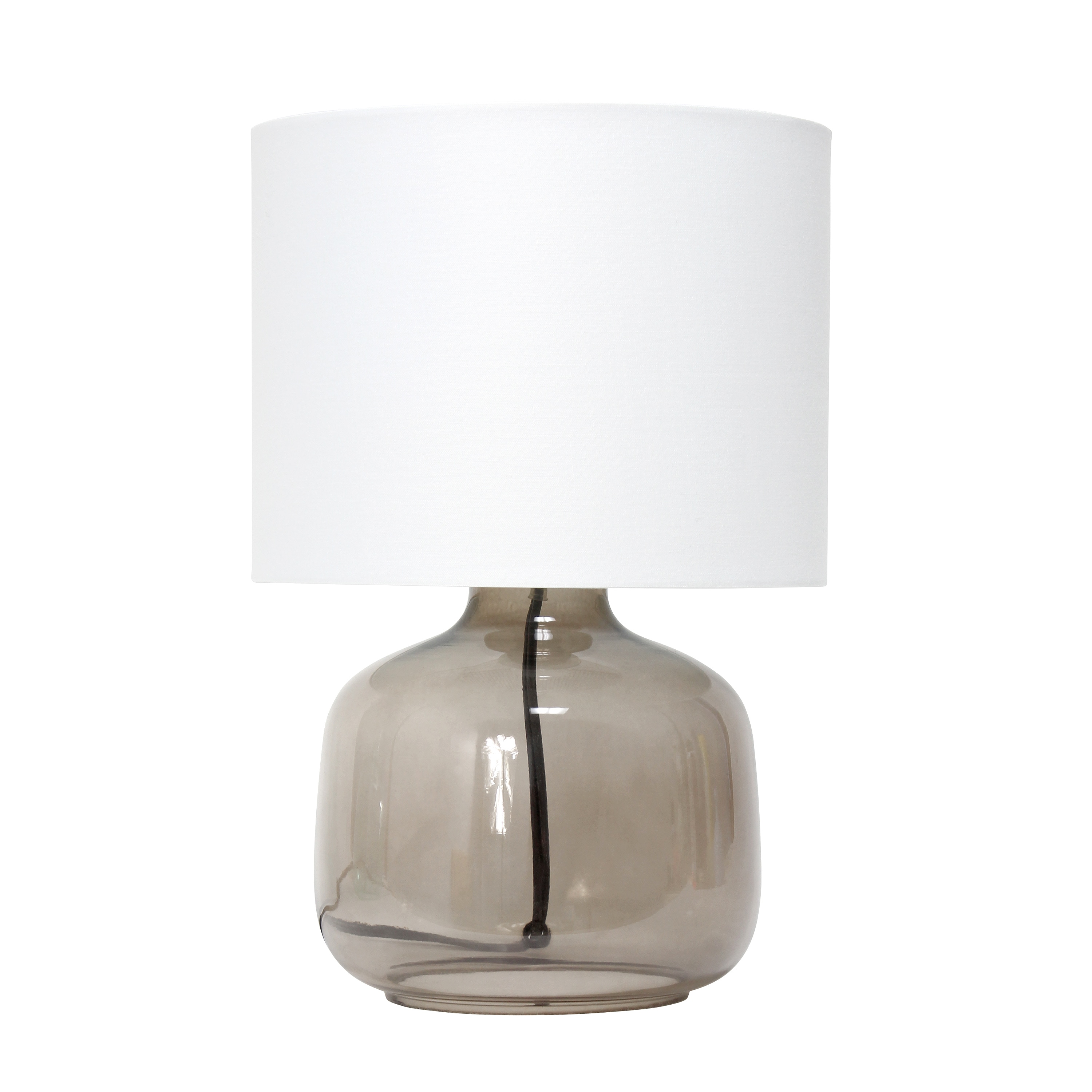 Simple Designs LT2064-SMW 13.75-in Smoke/white Table Lamp with Fabric Shade