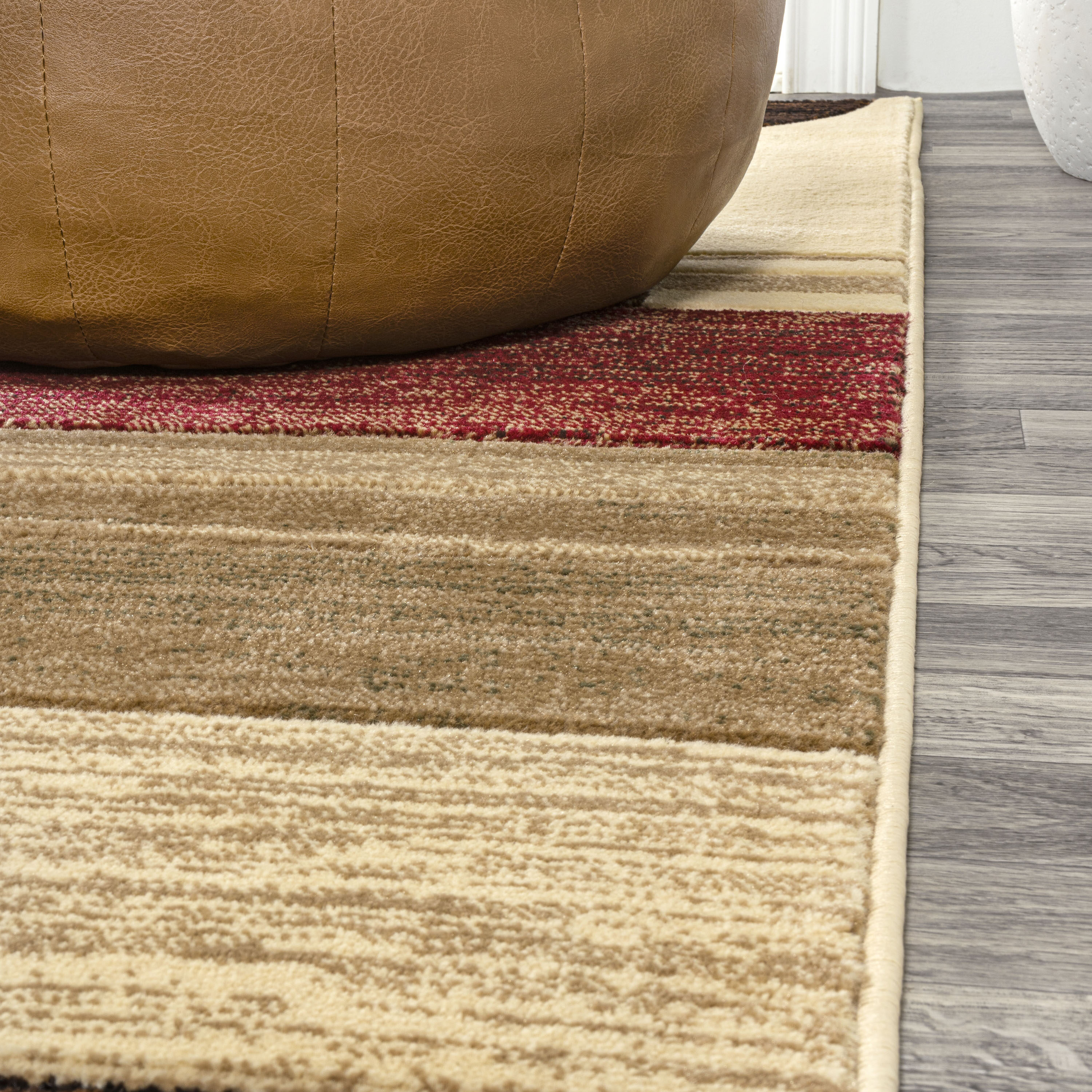 Tamara Retro Red and Beige Geometric Area Rug