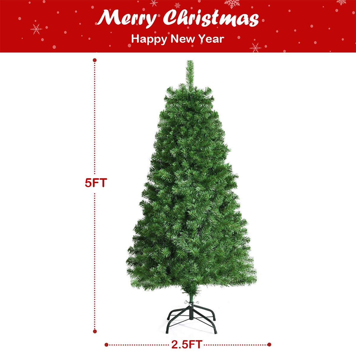 WELLFOR 5-ft Pre-lit Artificial Christmas Tree in the Artificial ...