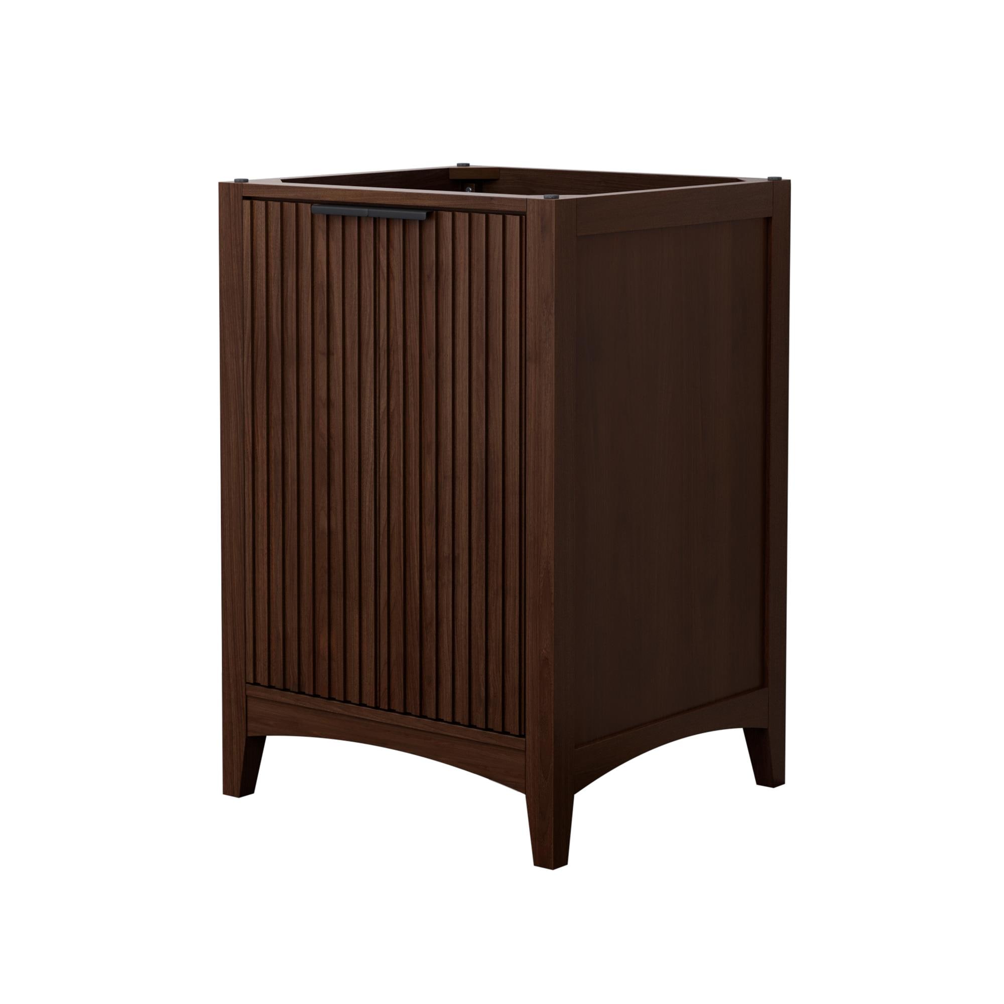 Wyndham Collection WCF919124SDBCXSXXMXX Palmilla 24-in Dark Walnut with Matte Black Trim Bathroom Vanity Base Cabinet without Top