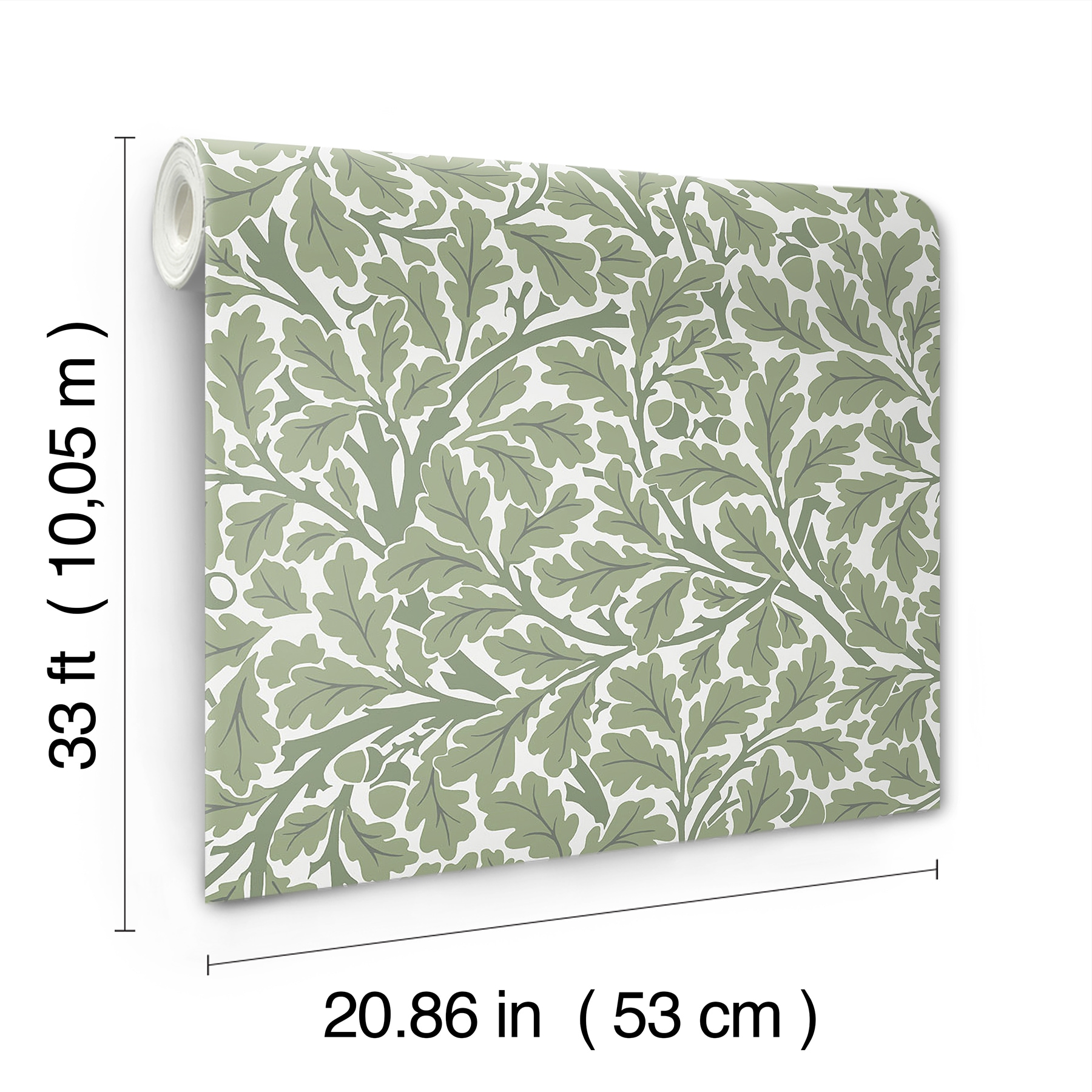 Green Oak Tree Leaf Non-Pasted Washable Wallpaper