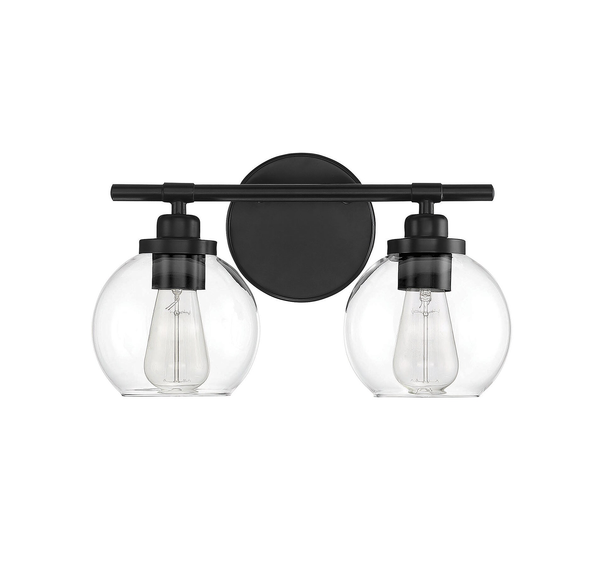 14-in 2-Light Matte Black Mid-century Vanity Light Bar in the Vanity ...