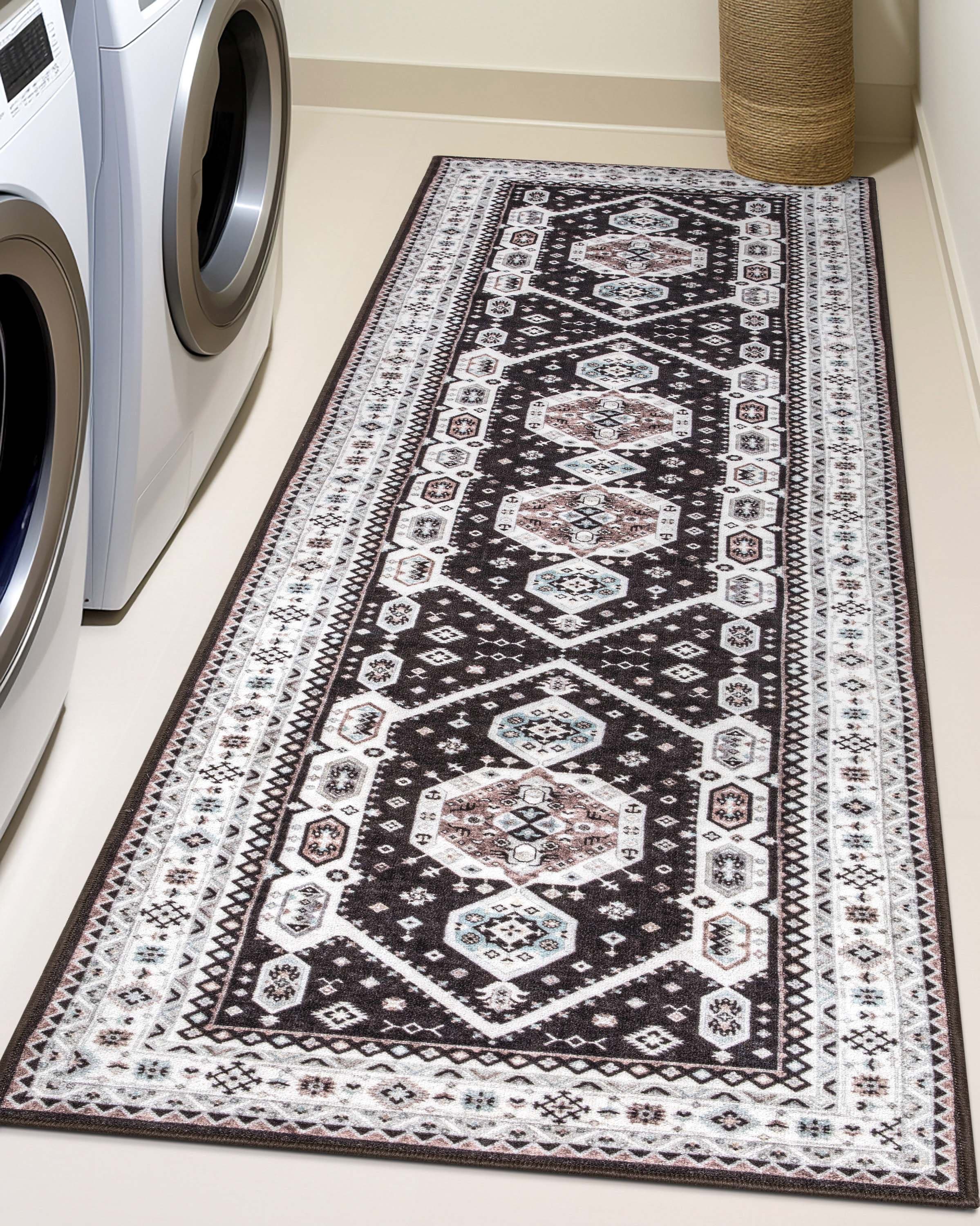 Well Woven KC-213-2 Kings Court 2 x 8 (ft) Loomed Black Rectangular Indoor Tribal Moroccan Machine washable Pet Friendly Runner rug